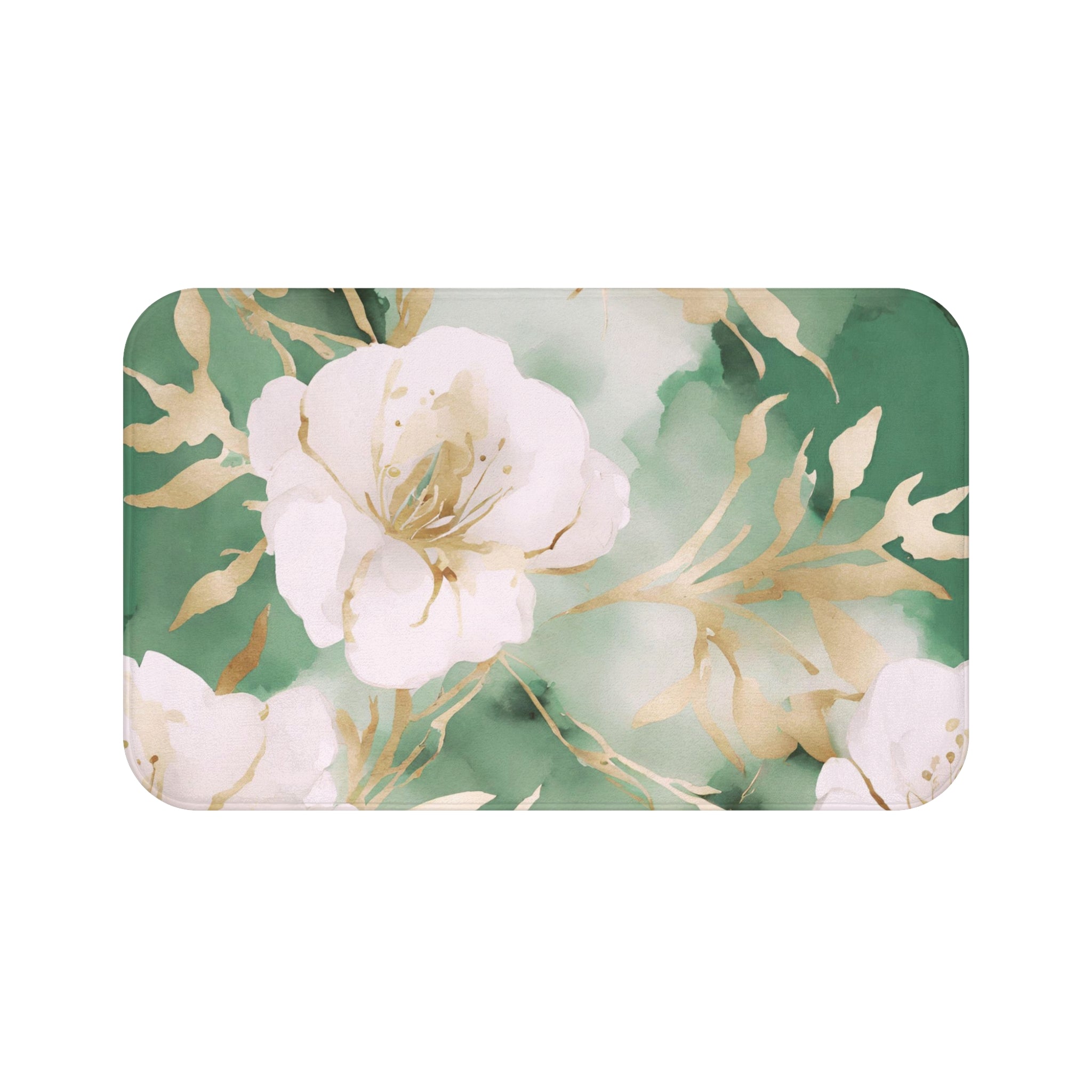 Boho Floral Bath, Kitchen Floor Mat | Sage Green Muted Gold, Blush Pink