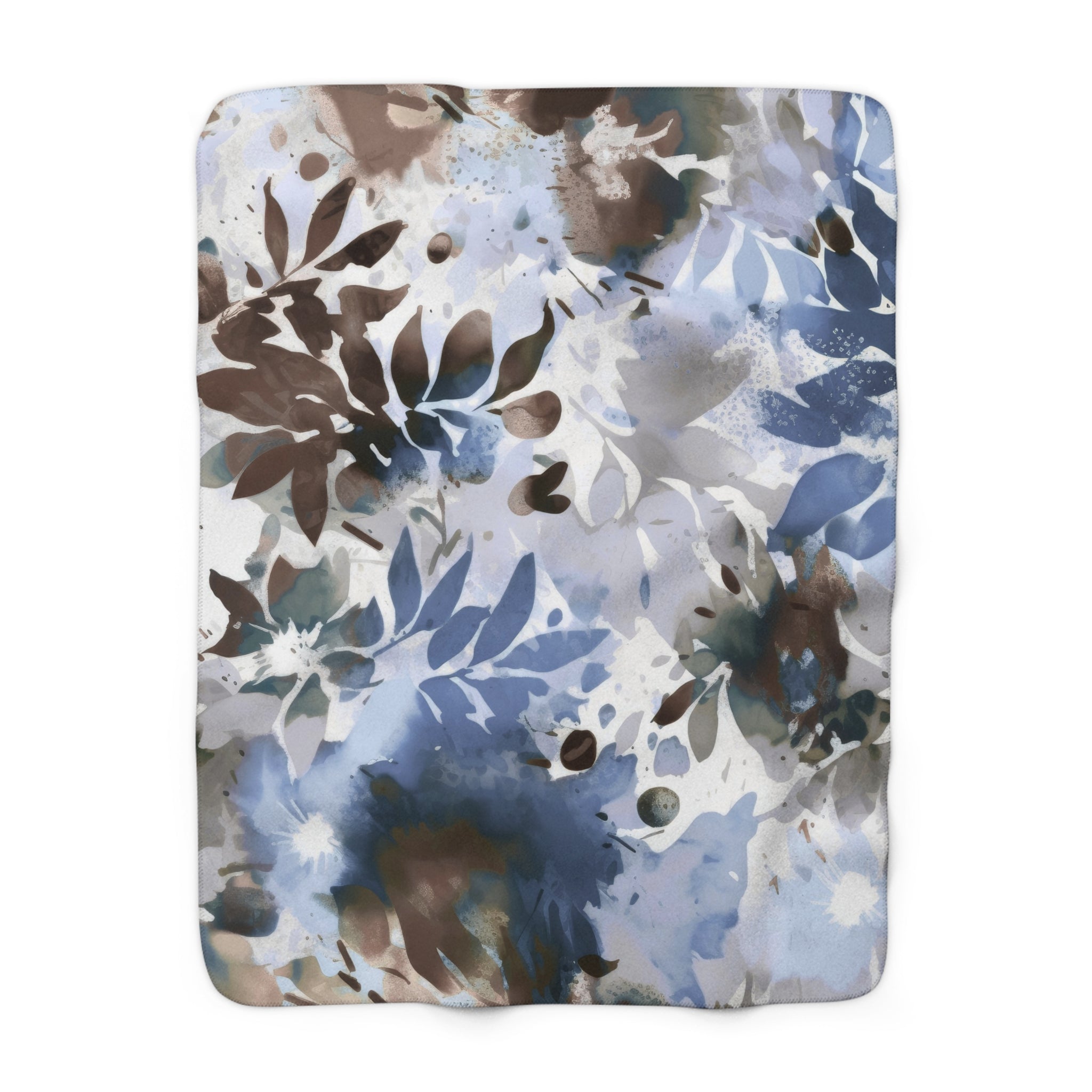 Abstract Floral Throw Blanket | Blue Brown Gradient