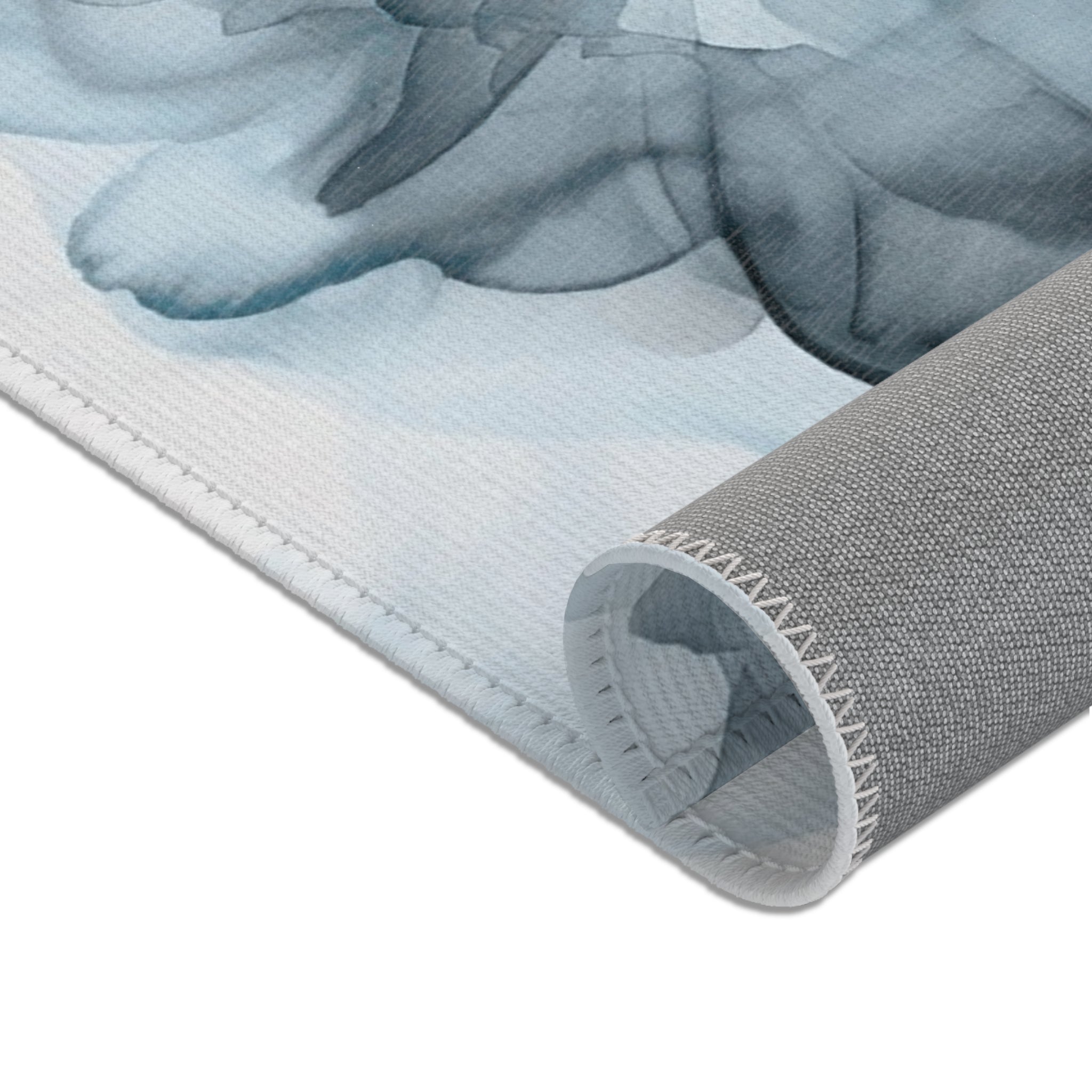 Abstract Large Area Rug | Modern Ombre Blue Floral Watercolor Rug
