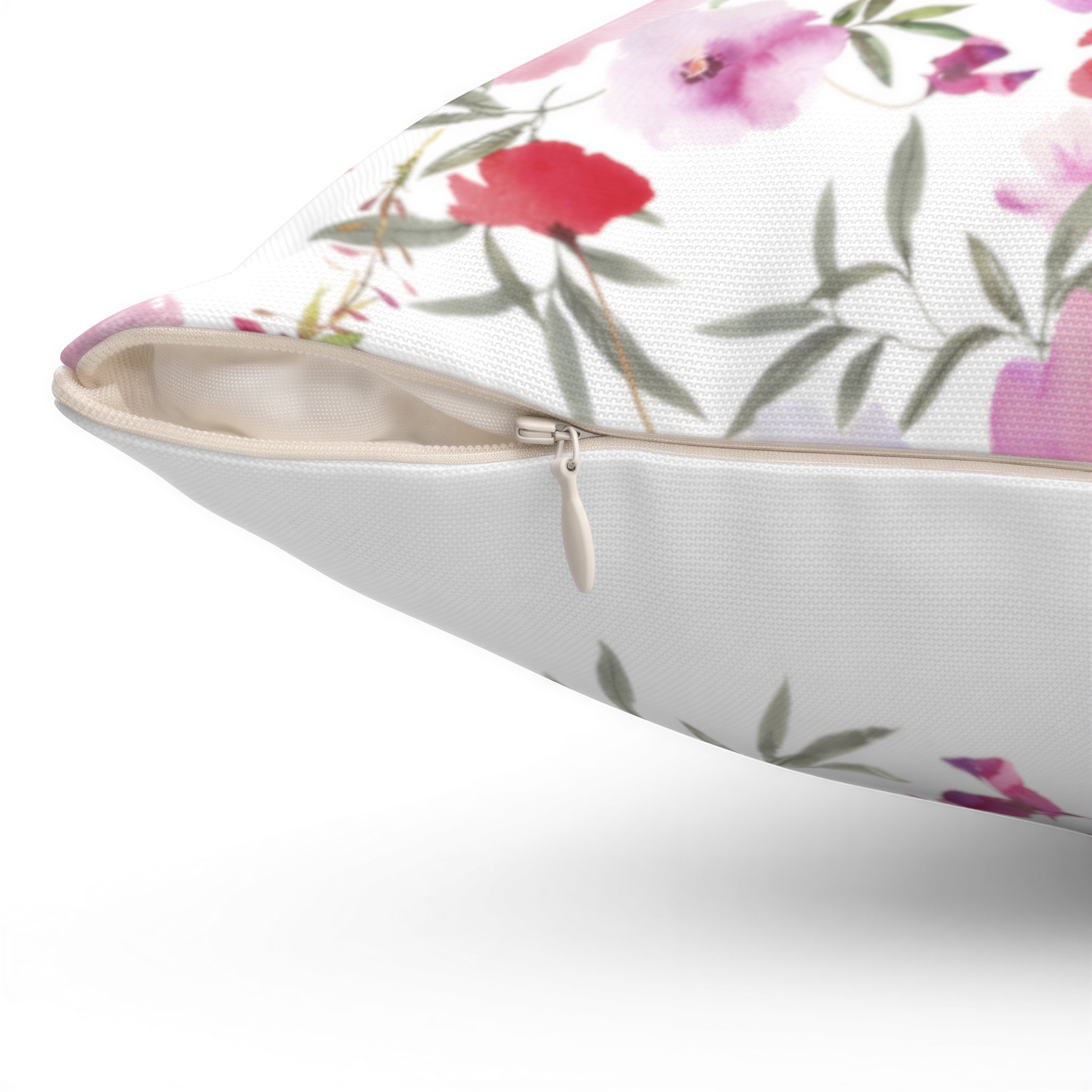 Floral Boho Pillow Cover White Scarlet Red Pink Sage Green