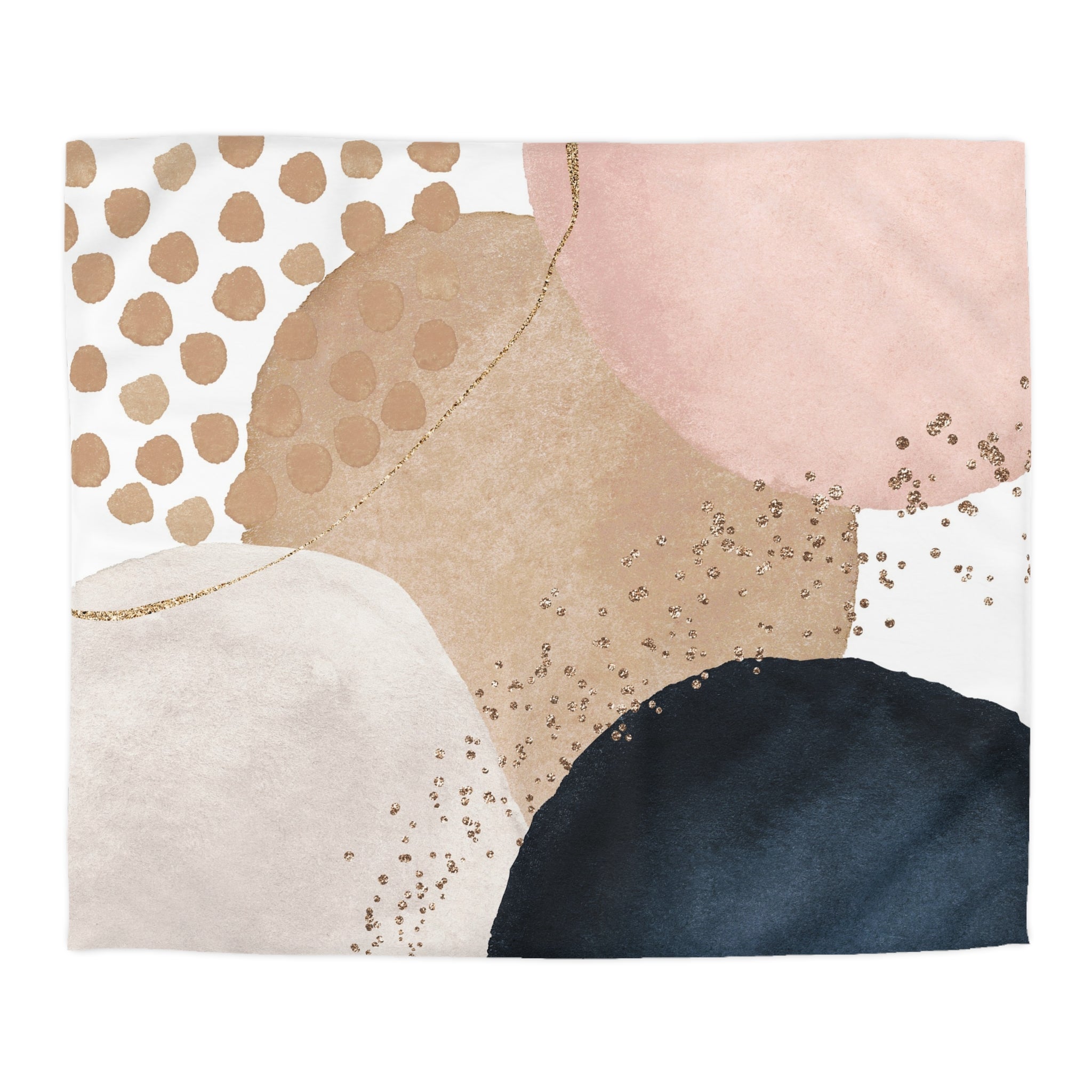 Abstract Duvet Cover | Navy Blue, Blush Beige Pink | Bedroom Decor