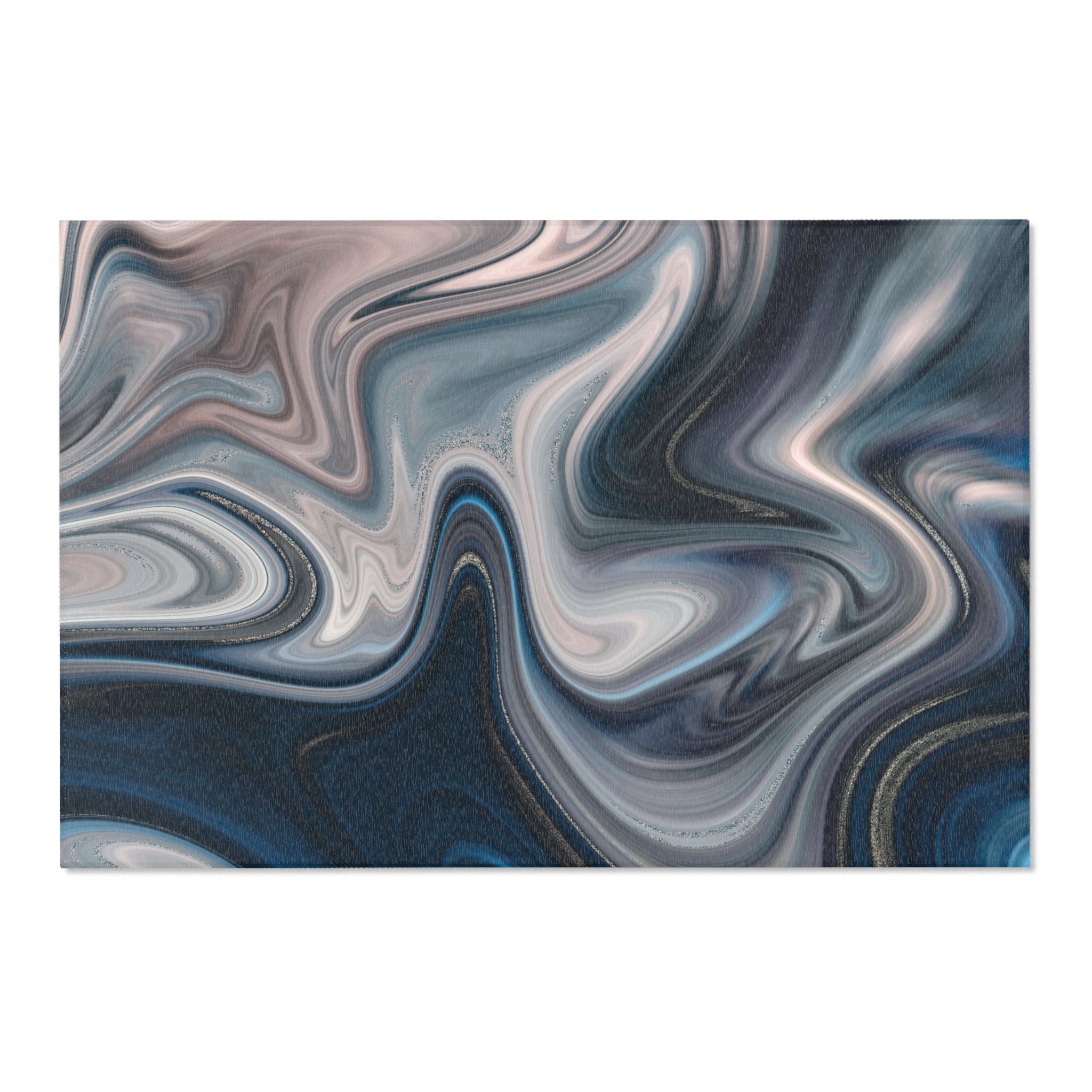 Abstract Area Rug | Navy Blue Grey Beige Marble