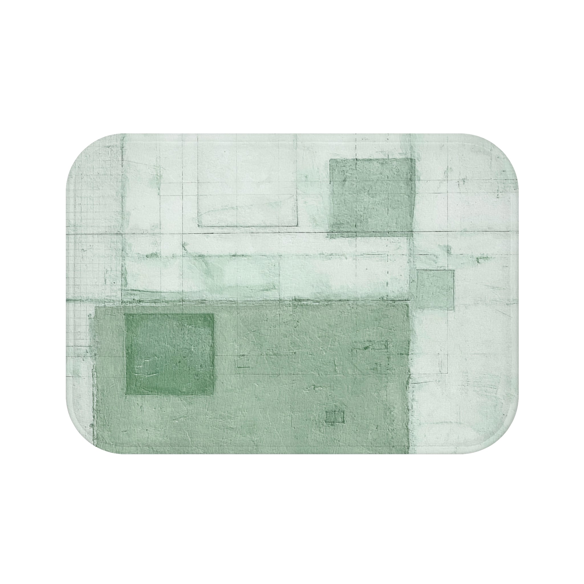 Abstract Bath Mat | Rustic Sage Pale Green Geometric Kitchen Mat