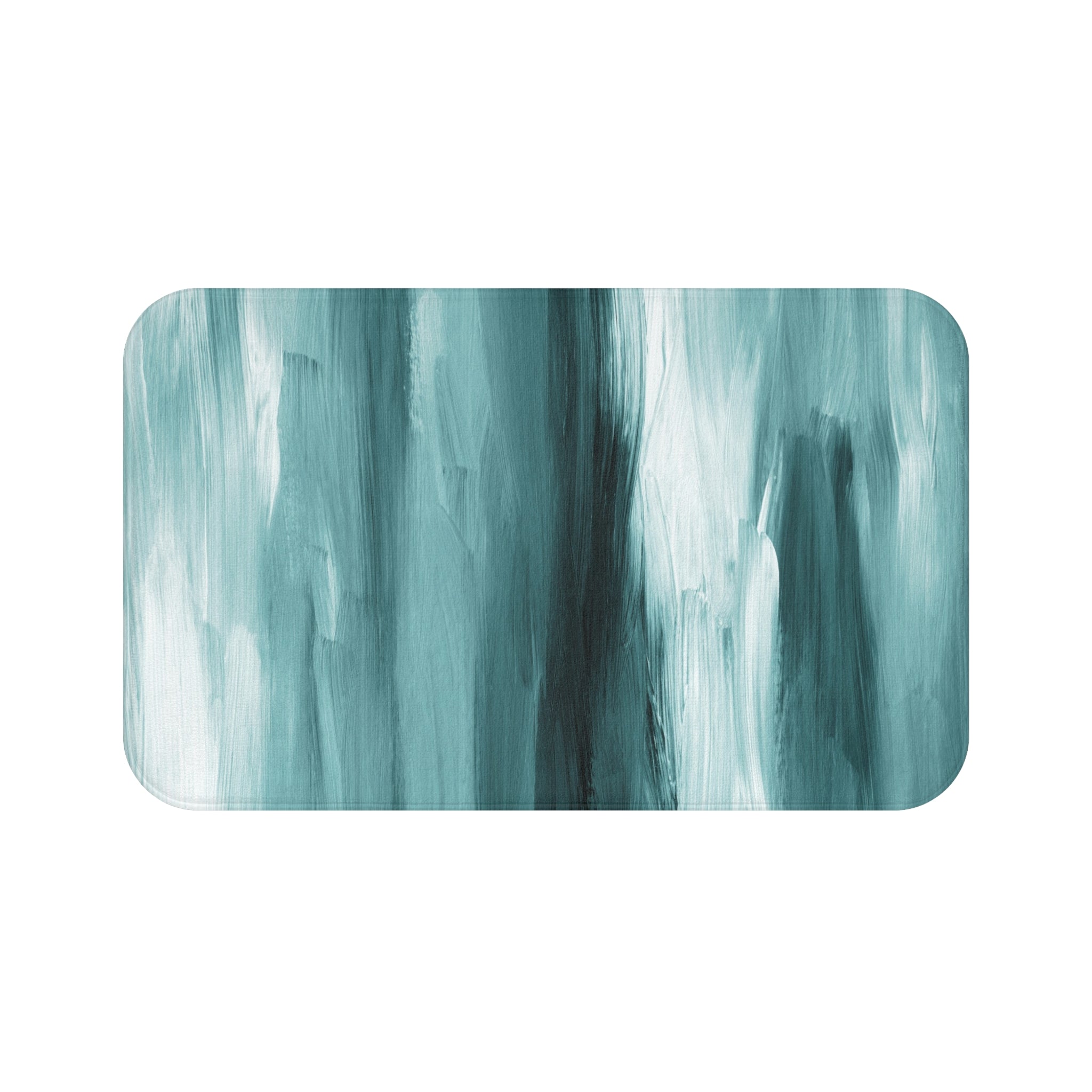 Abstract Bath Mat | Teal Green White Ombre Kitchen Mat