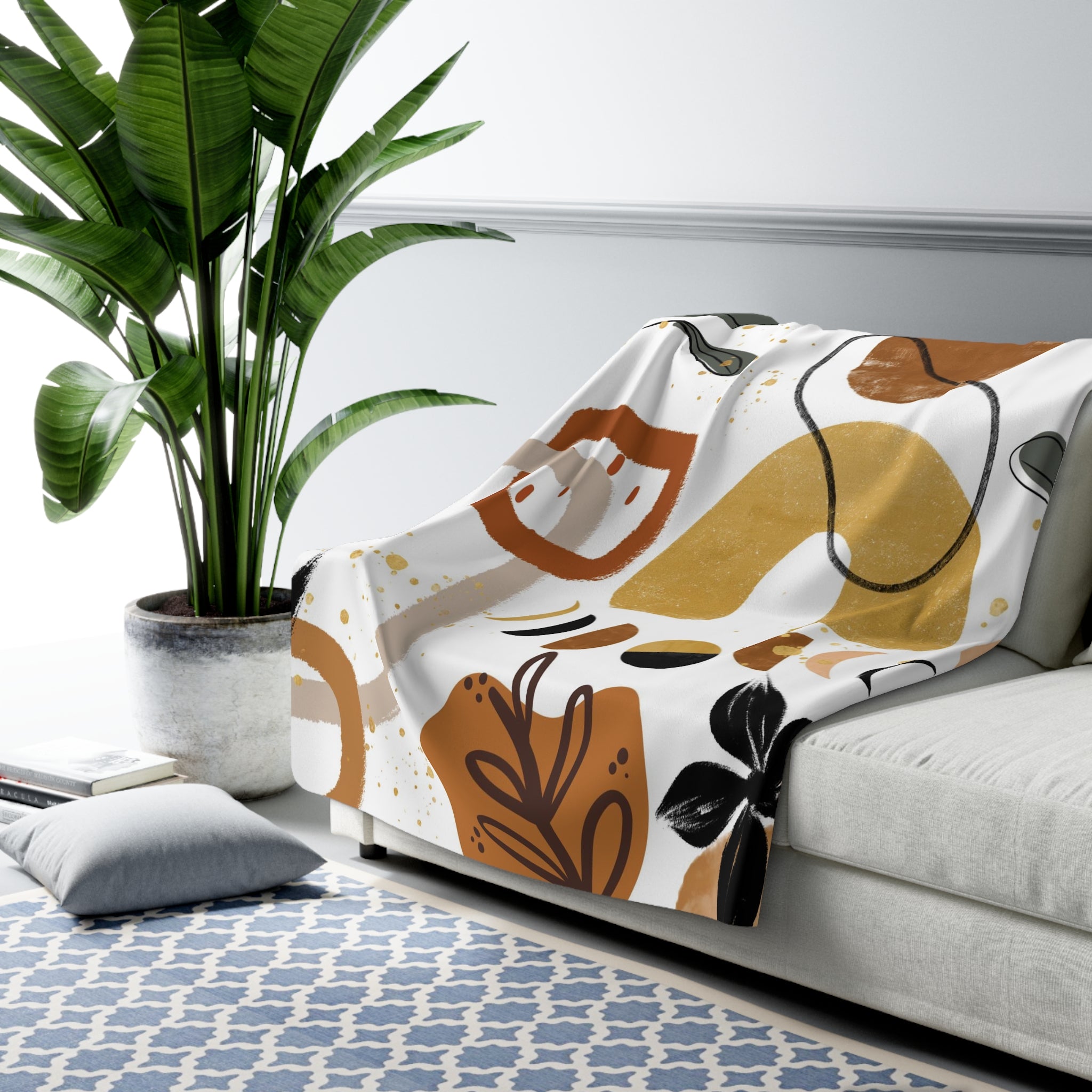 Abstract Desert Landscape Throw Blanket | Bohemian Brown Terracotta