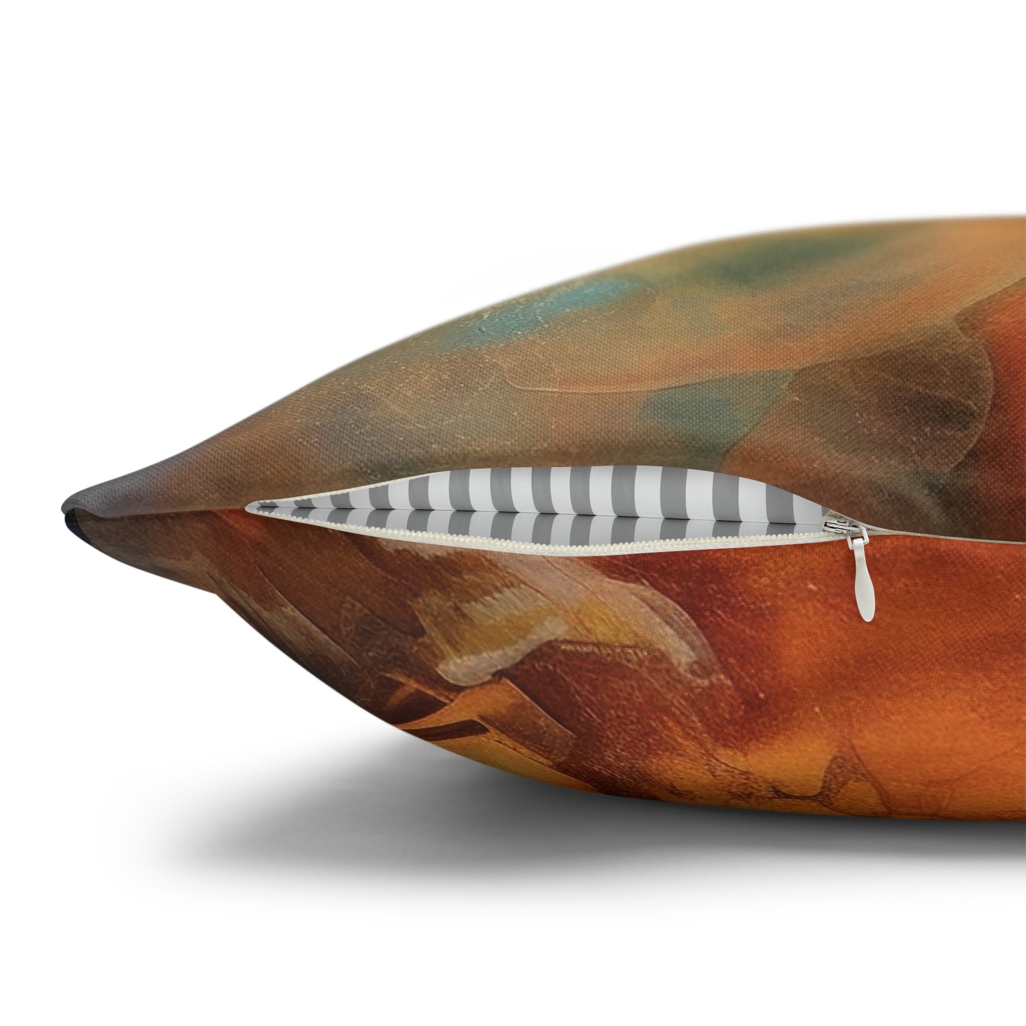 Abstract Pillow Cover | Burnt Orange, Navy Teal Blue