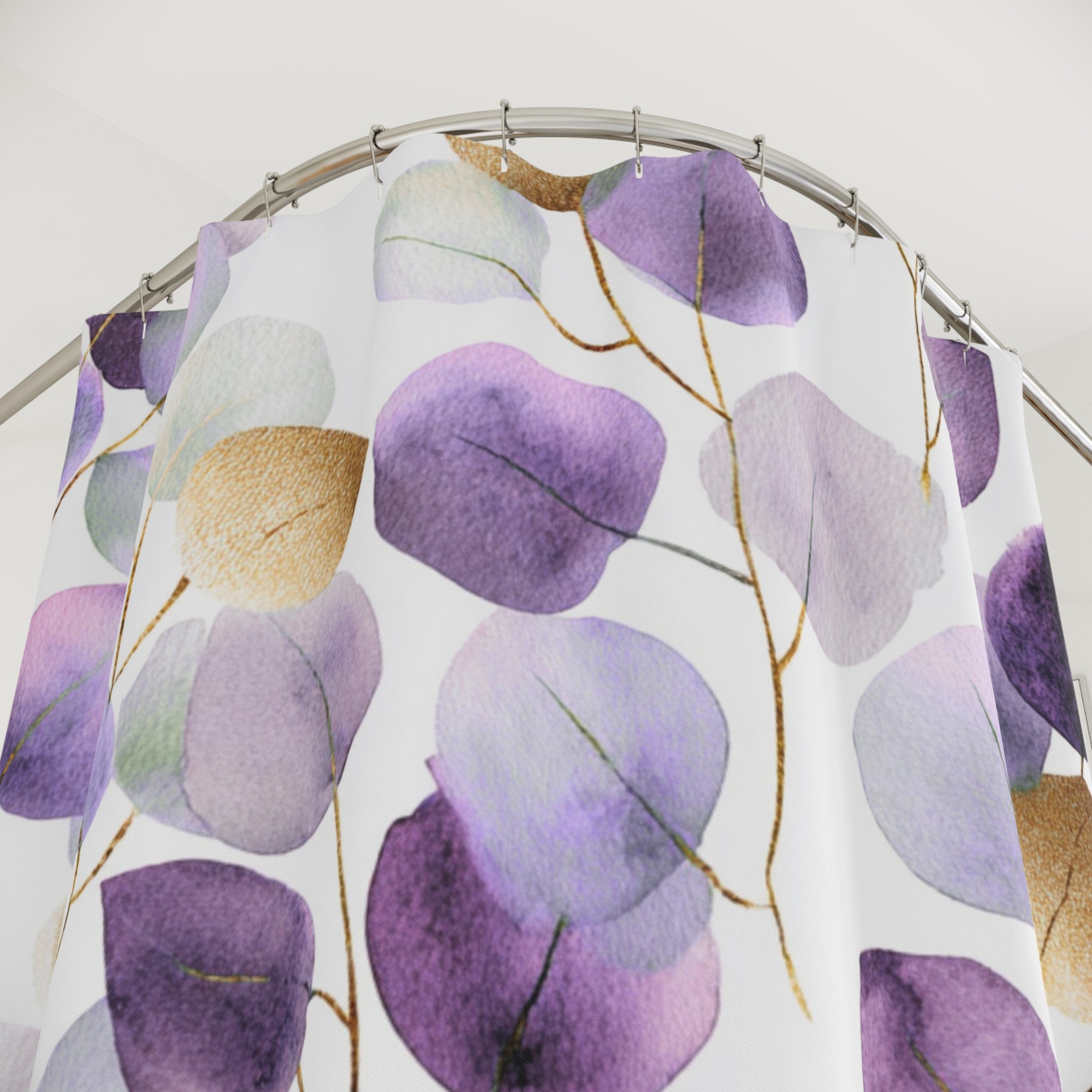 Boho Shower Curtain | Floral Leaves Bathroom Decor