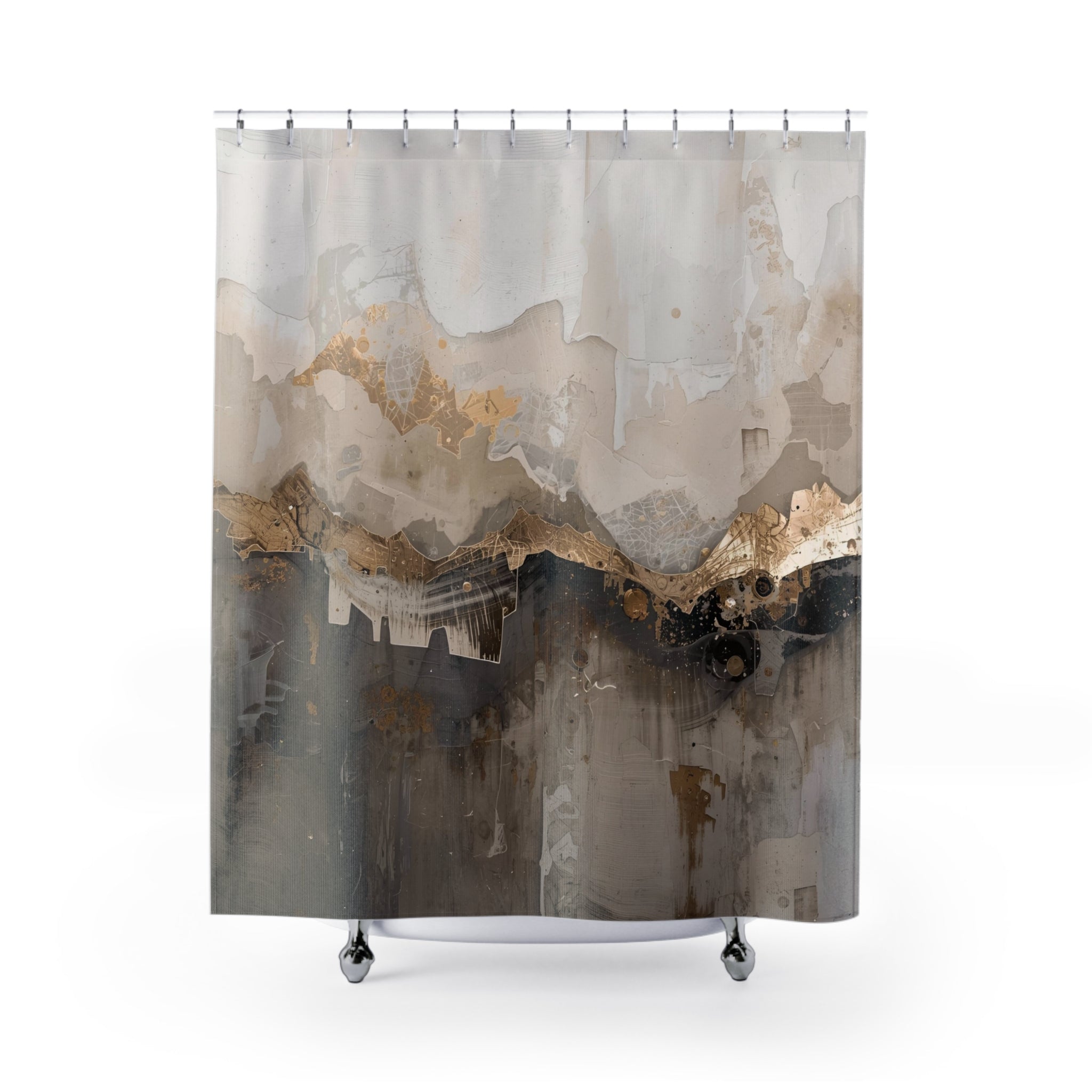 Boho Abstract Shower Curtain | Earthy Neutral Beige Watercolor