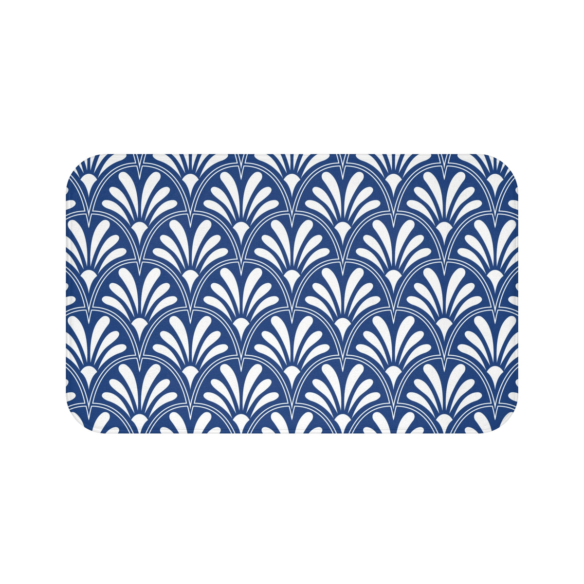 Cobalt Blue Deco Fan Bath Mat, Art Nouveau Bathroom Rug