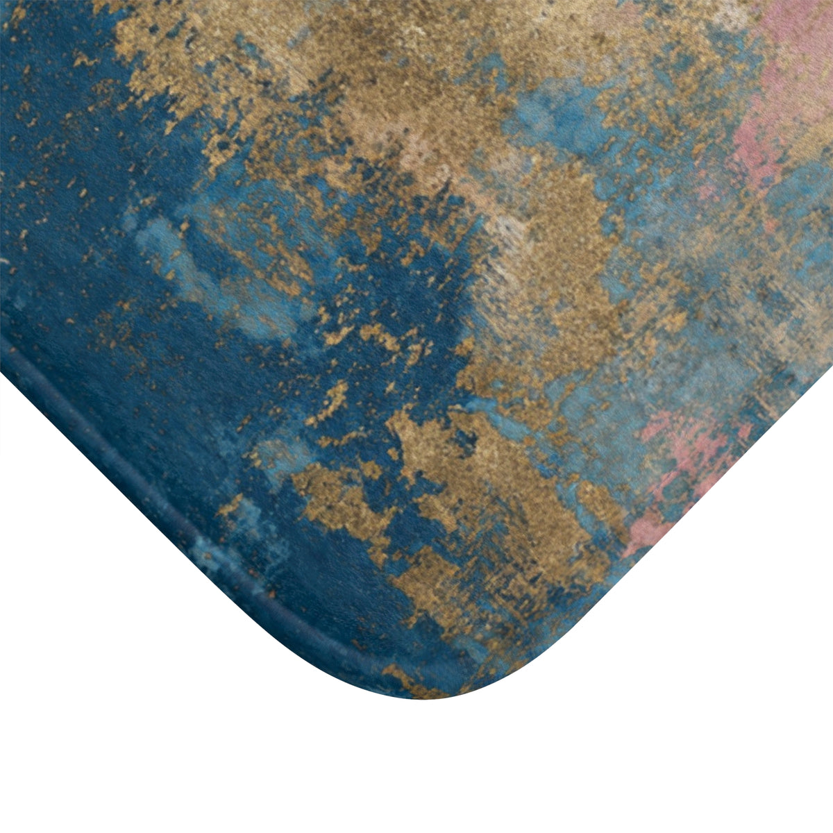 Teal Blush Ochre Abstract Bath Mat, Textured Bathroom Rug