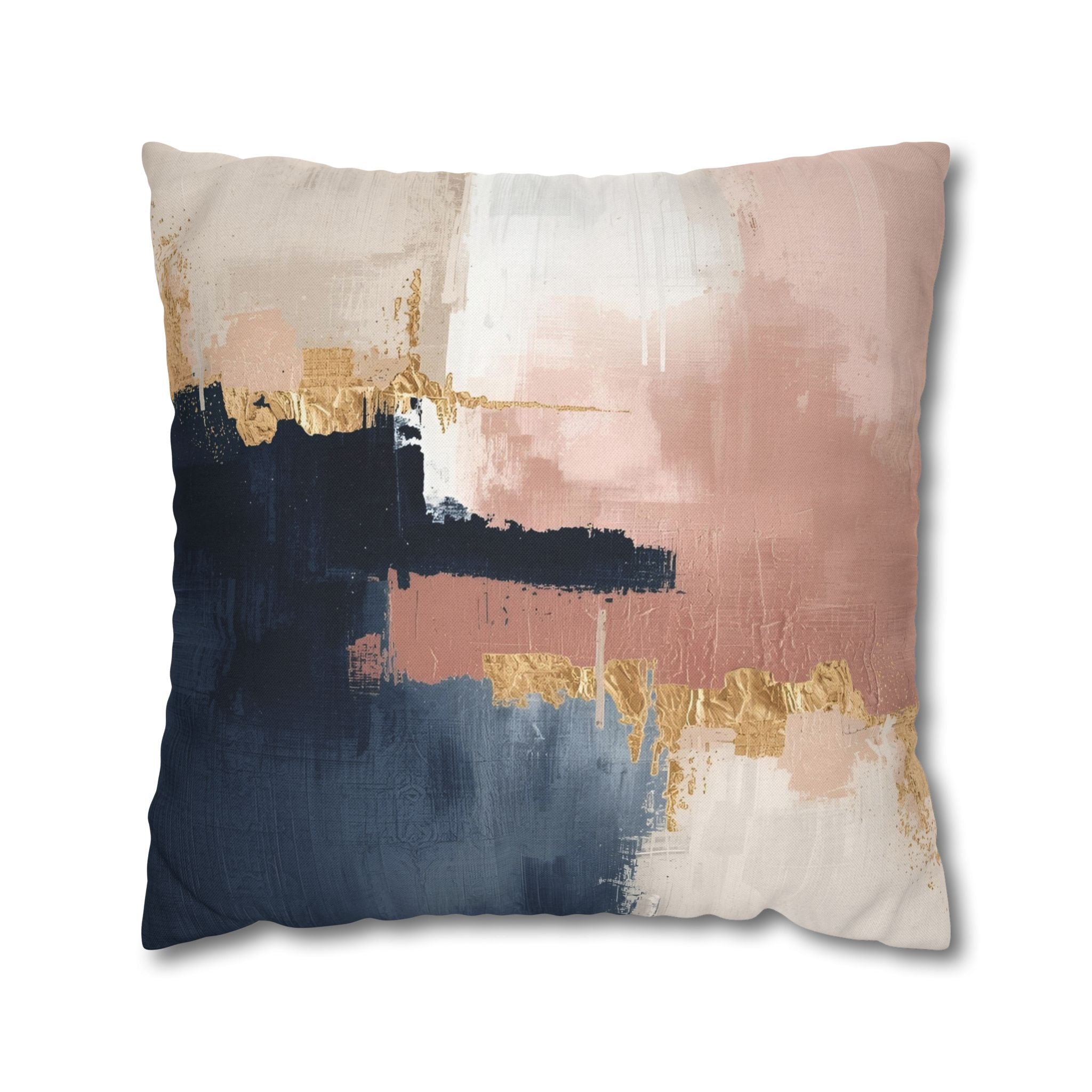 Abstract Pillow Cover | Earthy Neutral Navy Blue, Pink Ombre