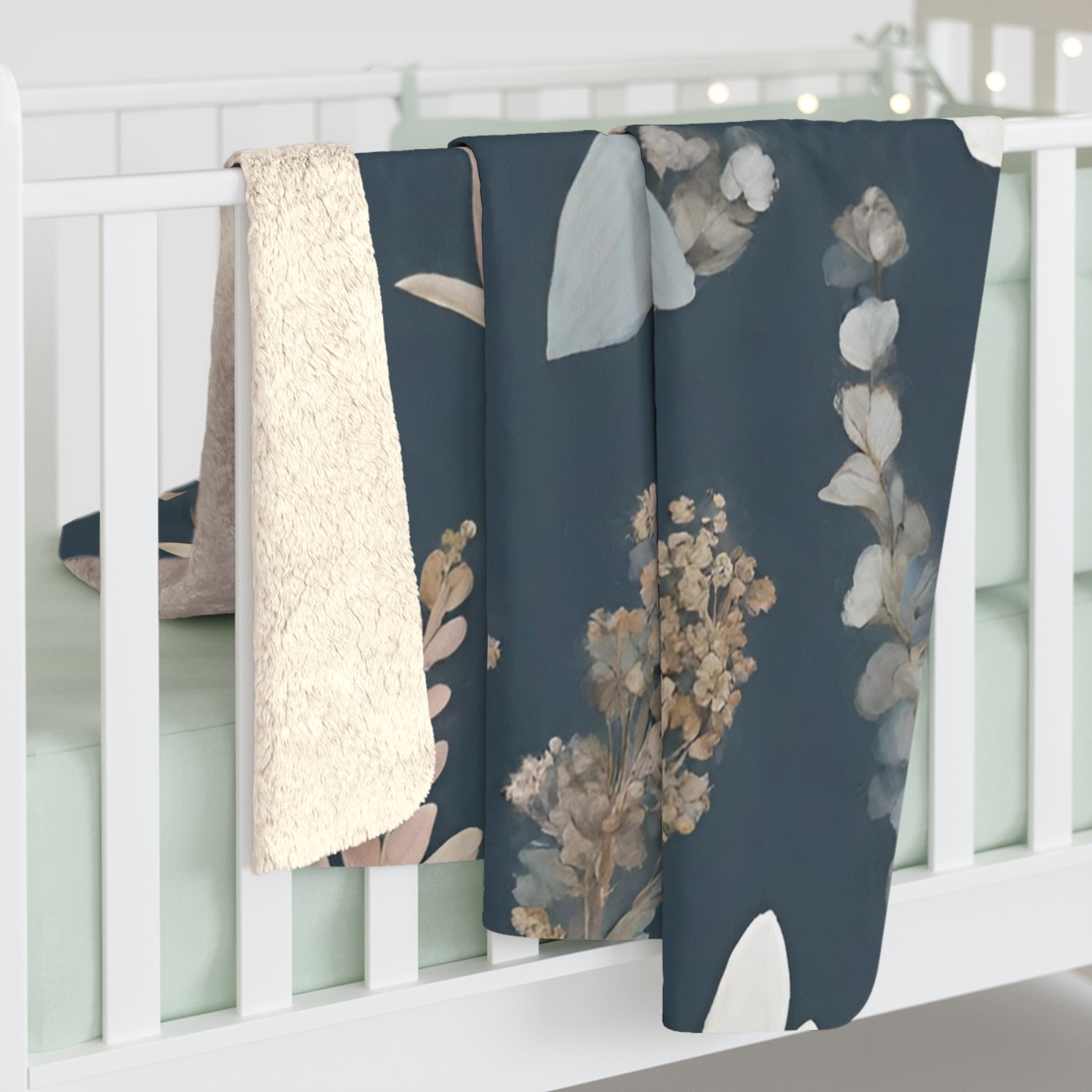 Floral Throw Blanket | Pink, Blue Beige Wildflowers