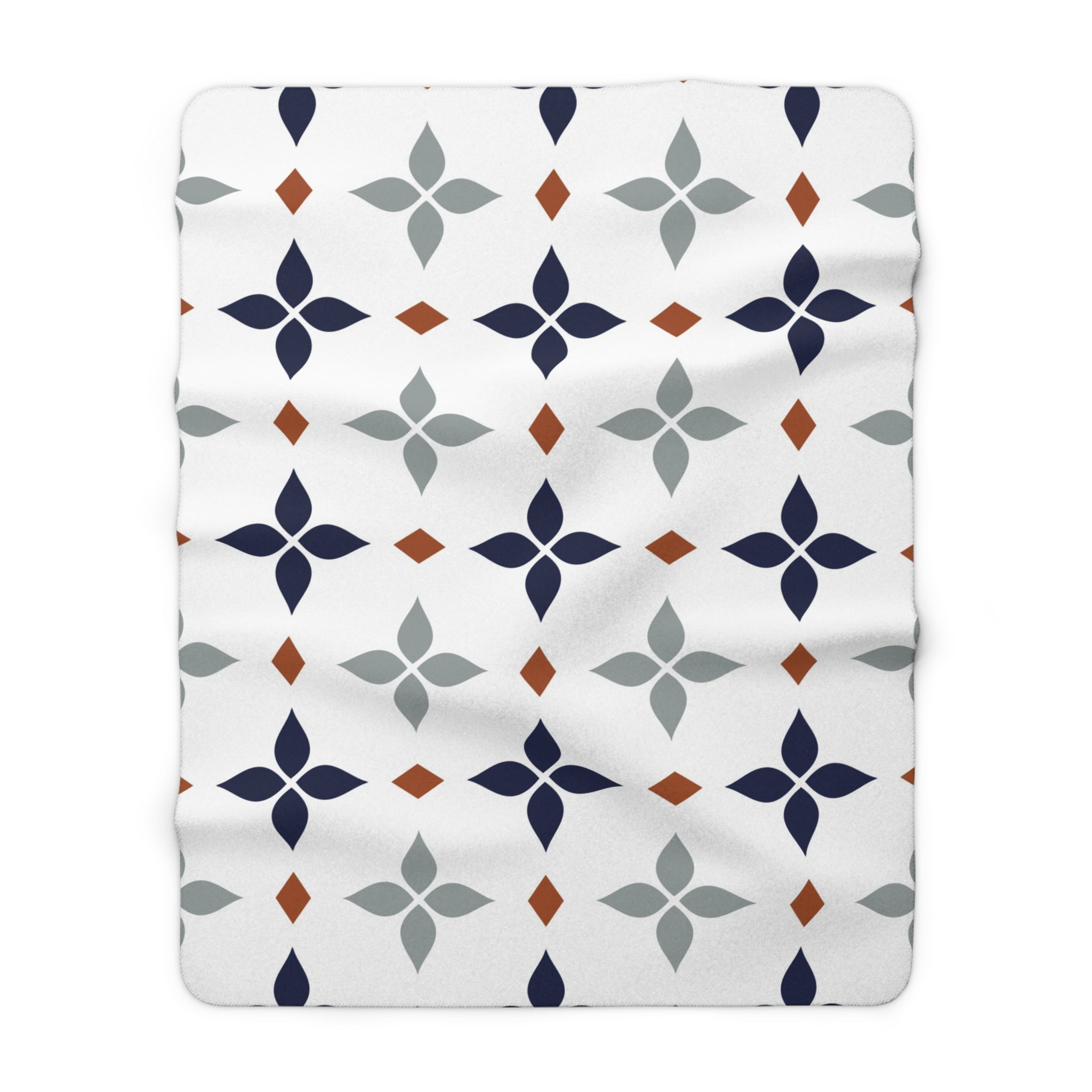 Comfy Throw Blanket | Vintage Art Deco, Nouveau White, Navy Blue, Grey