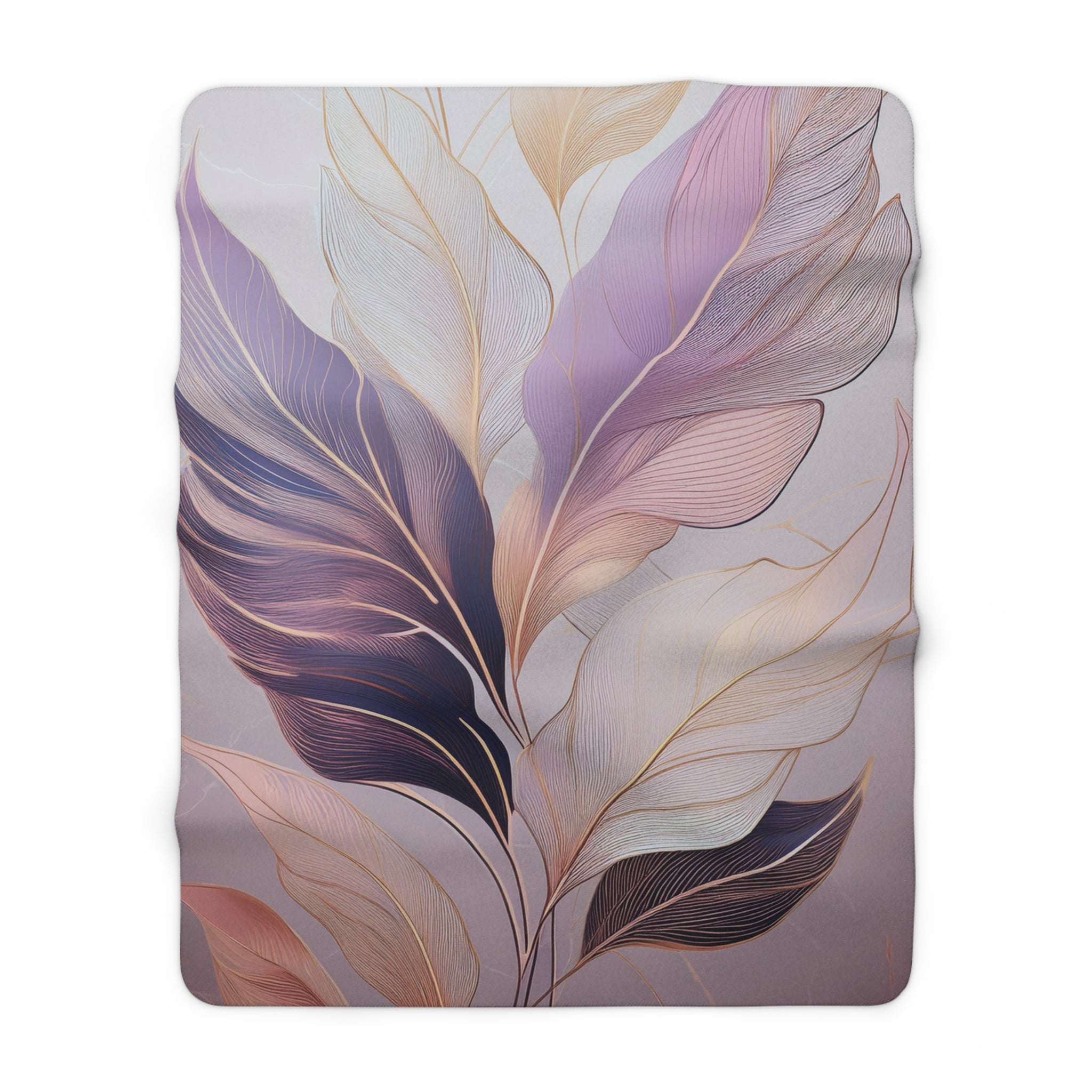 Floral Throw Blanket | Lavender Lilac Purple Leaves