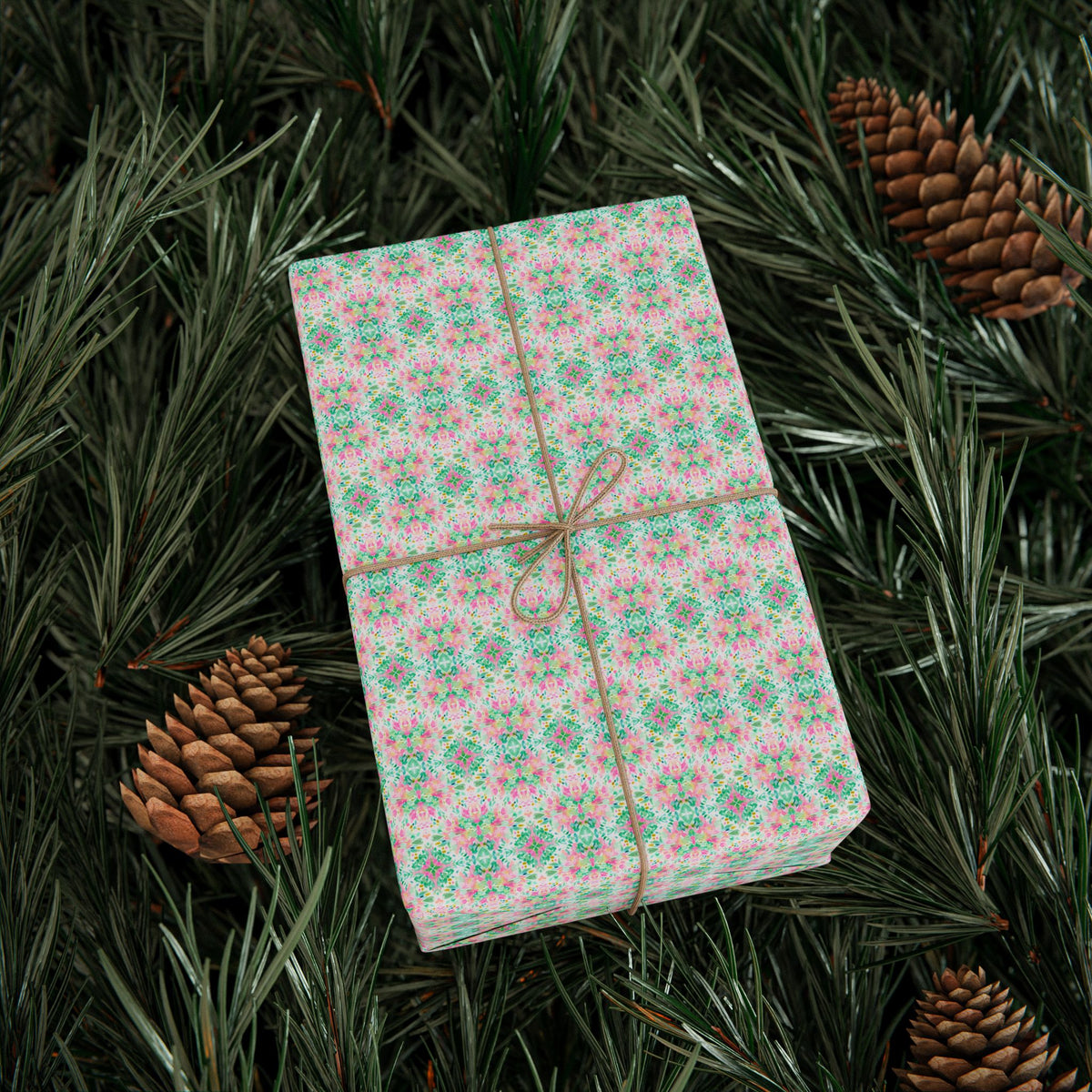 Bright Pink Green Watercolor Wrapping Paper, Kaleidoscope Gift Wrap