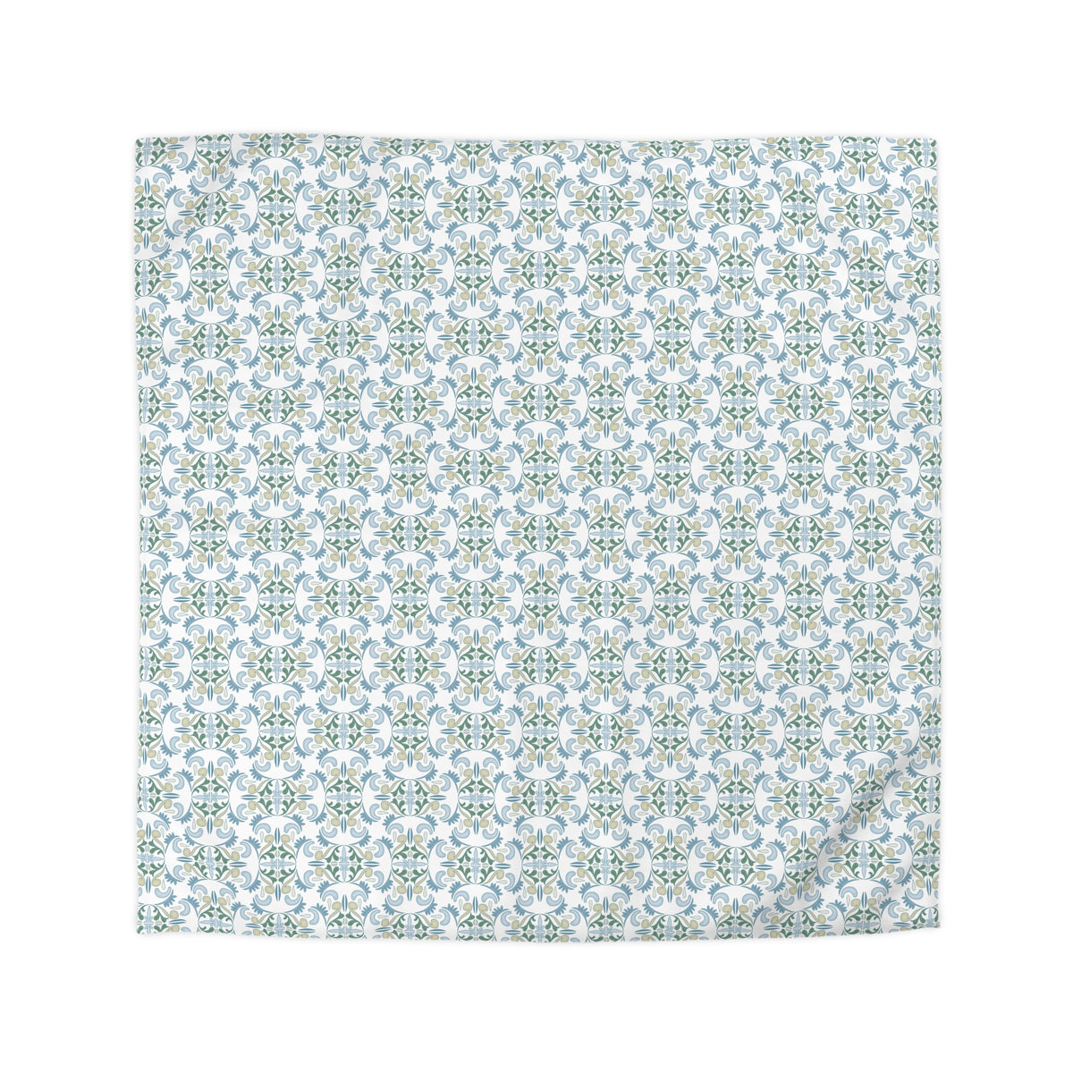 a square pattern with a repeating design of green and white flowers or leaves.