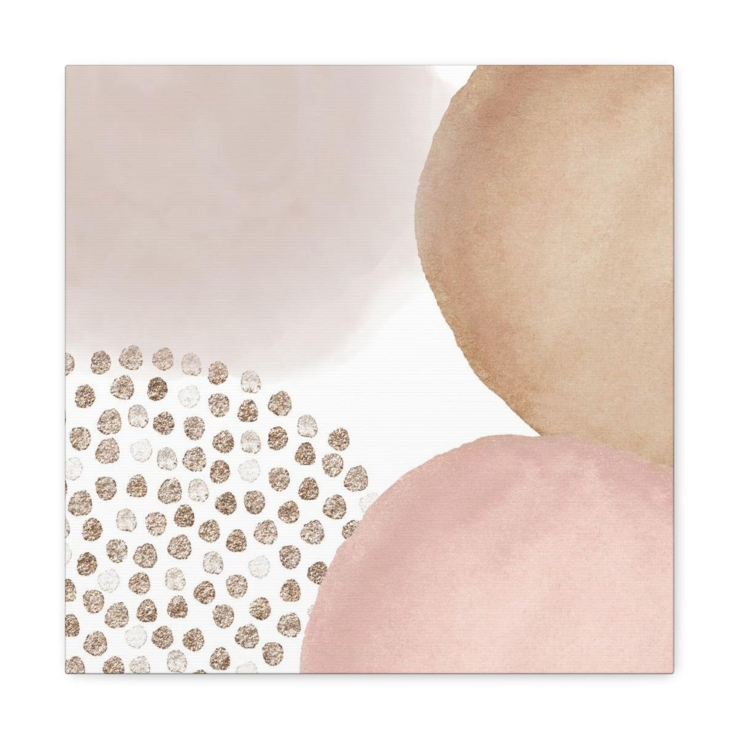 The image is a square with abstract shapes and patterns in various shades of pink and beige.