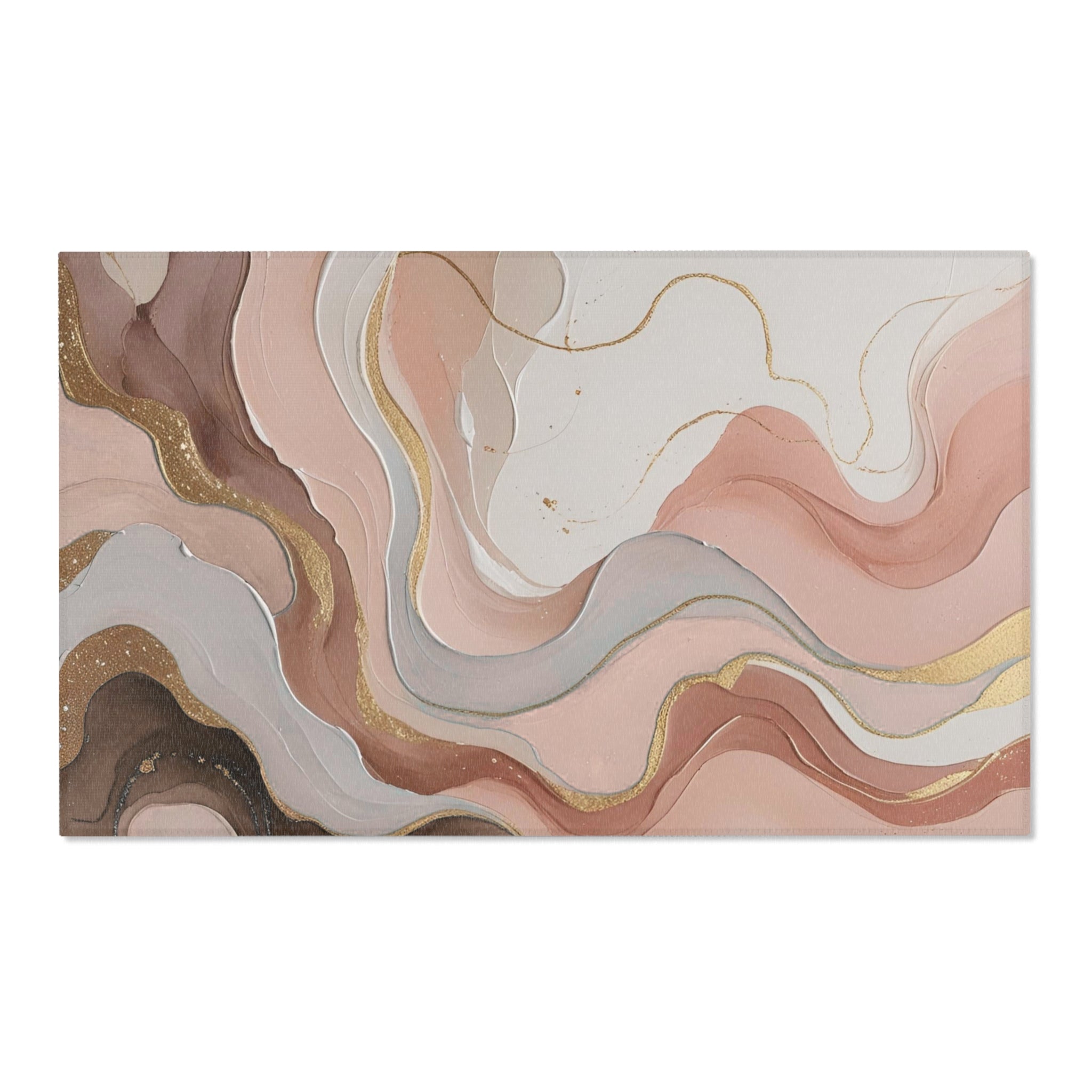 Abstract Area Rug | Taupe Brown Beige, Blush Pink Grey Watercolor