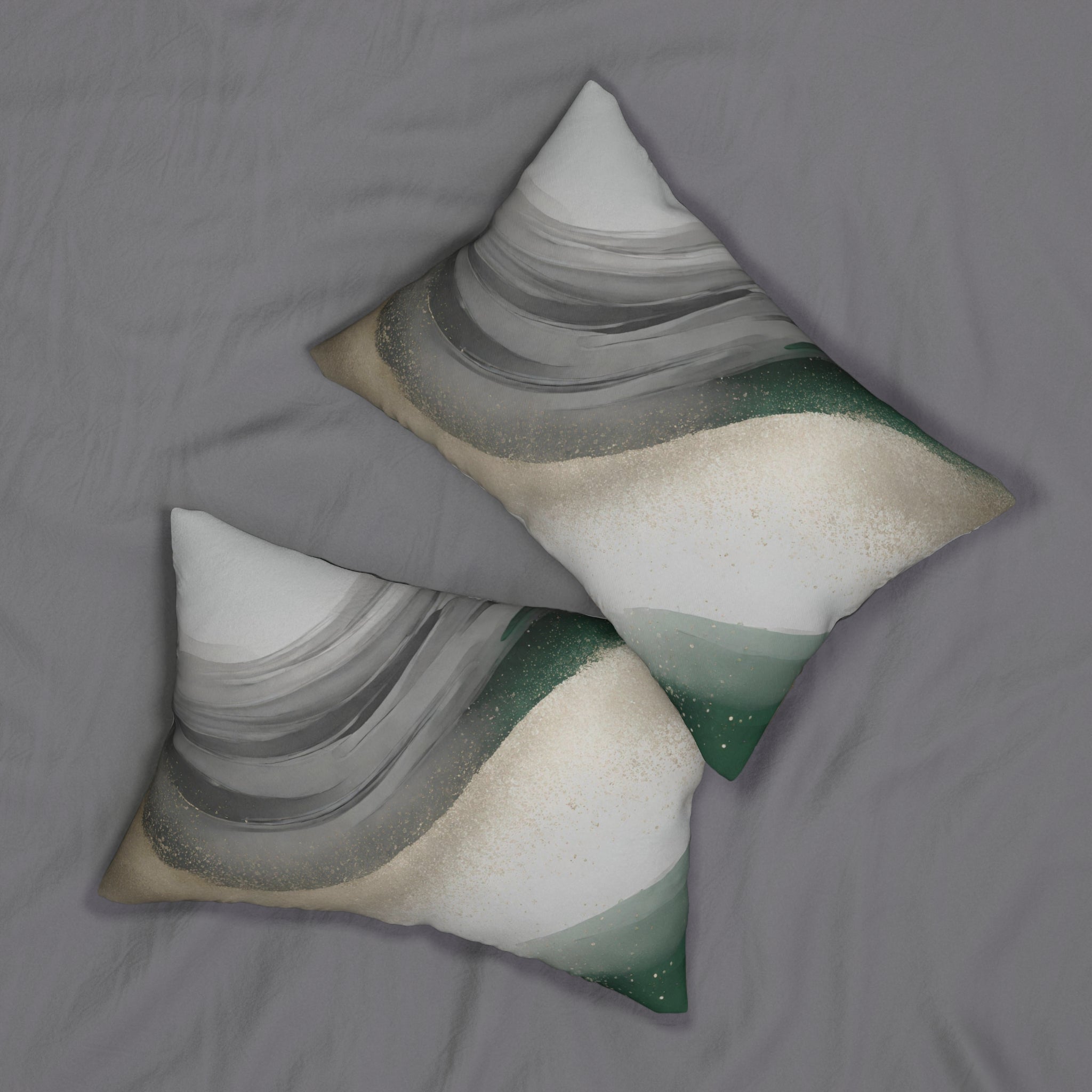 Abstract Lumbar Pillow | Grey Beige, Green