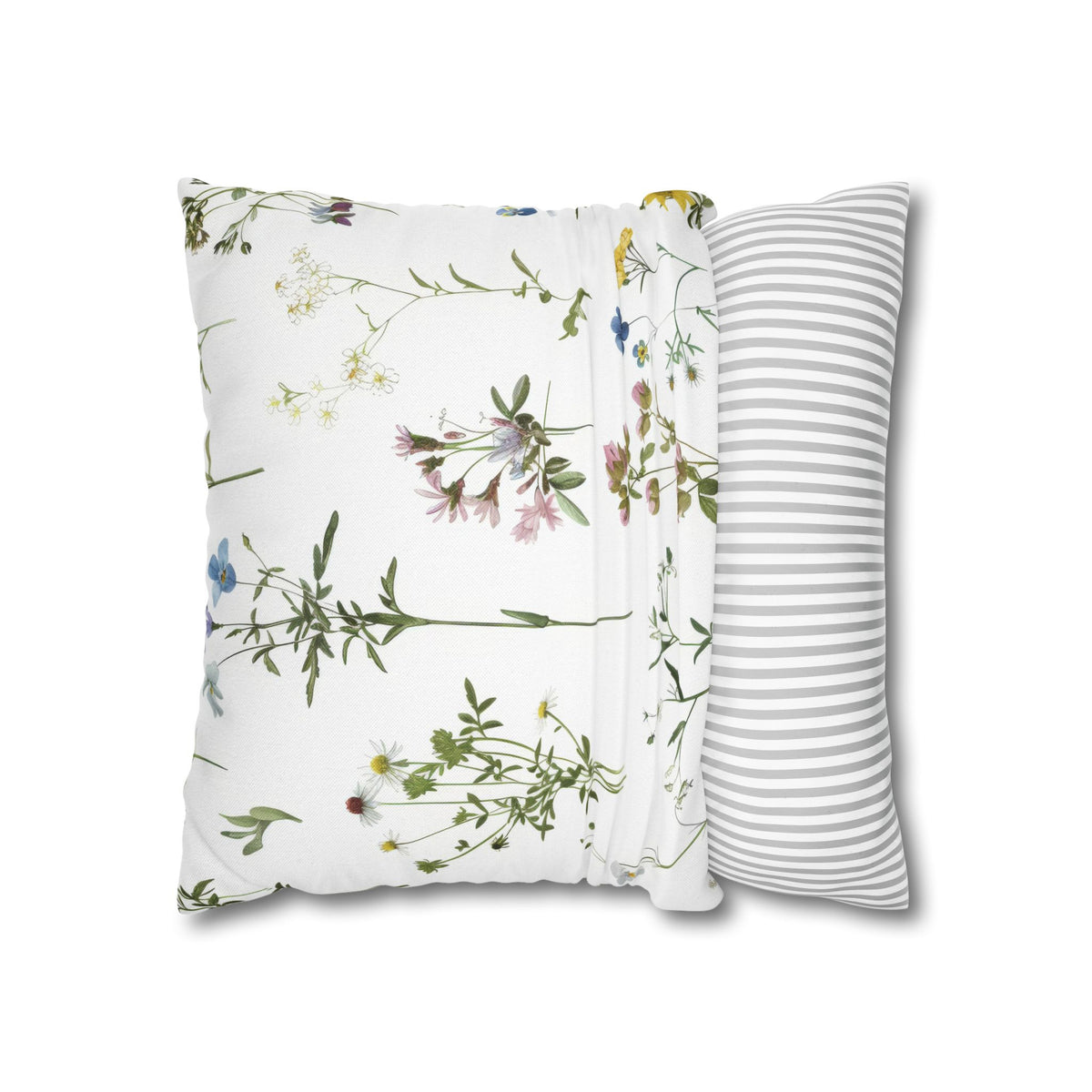 Botanical Herb Garden Pillow Cover | Green Pink Yellow