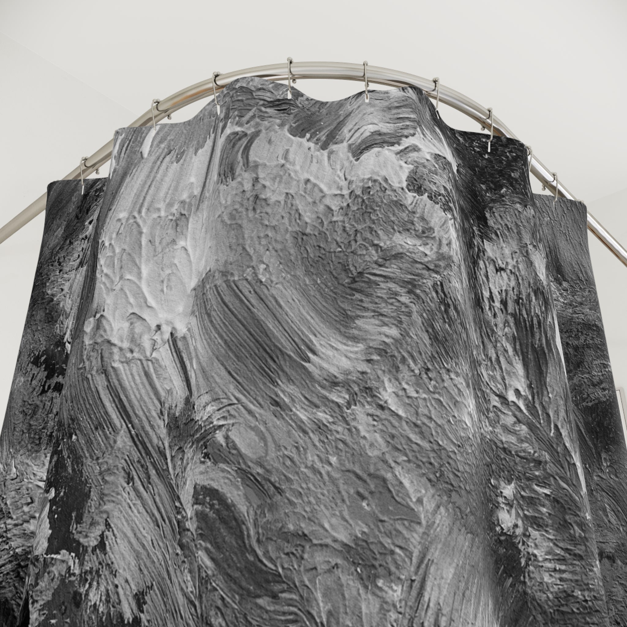 Boho Shower Curtain | Black Grey, White Acrylic Ombre