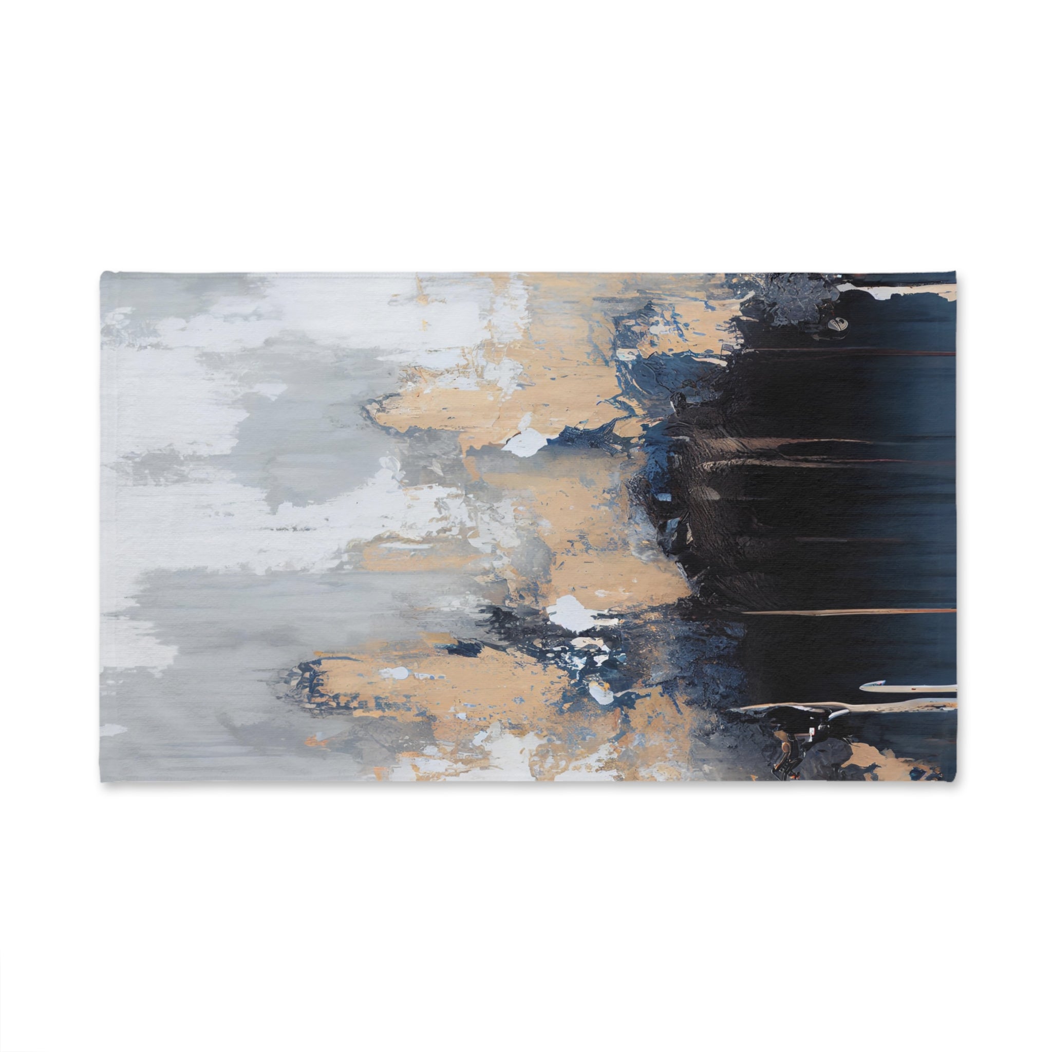 Kitchen, Bath Hand Towel | Abstract Black Navy Blue, Beige Grey