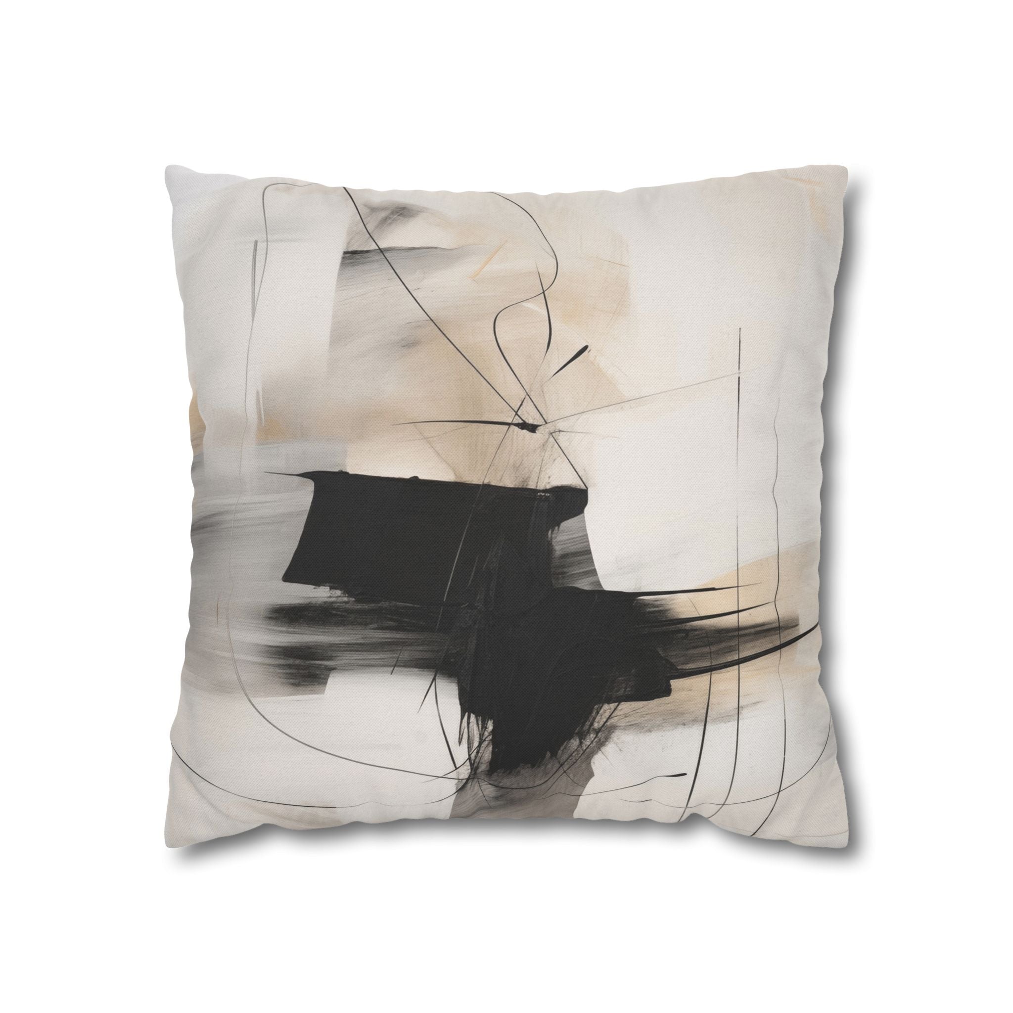 Abstract Pillow Cover | Black White Grey Beige