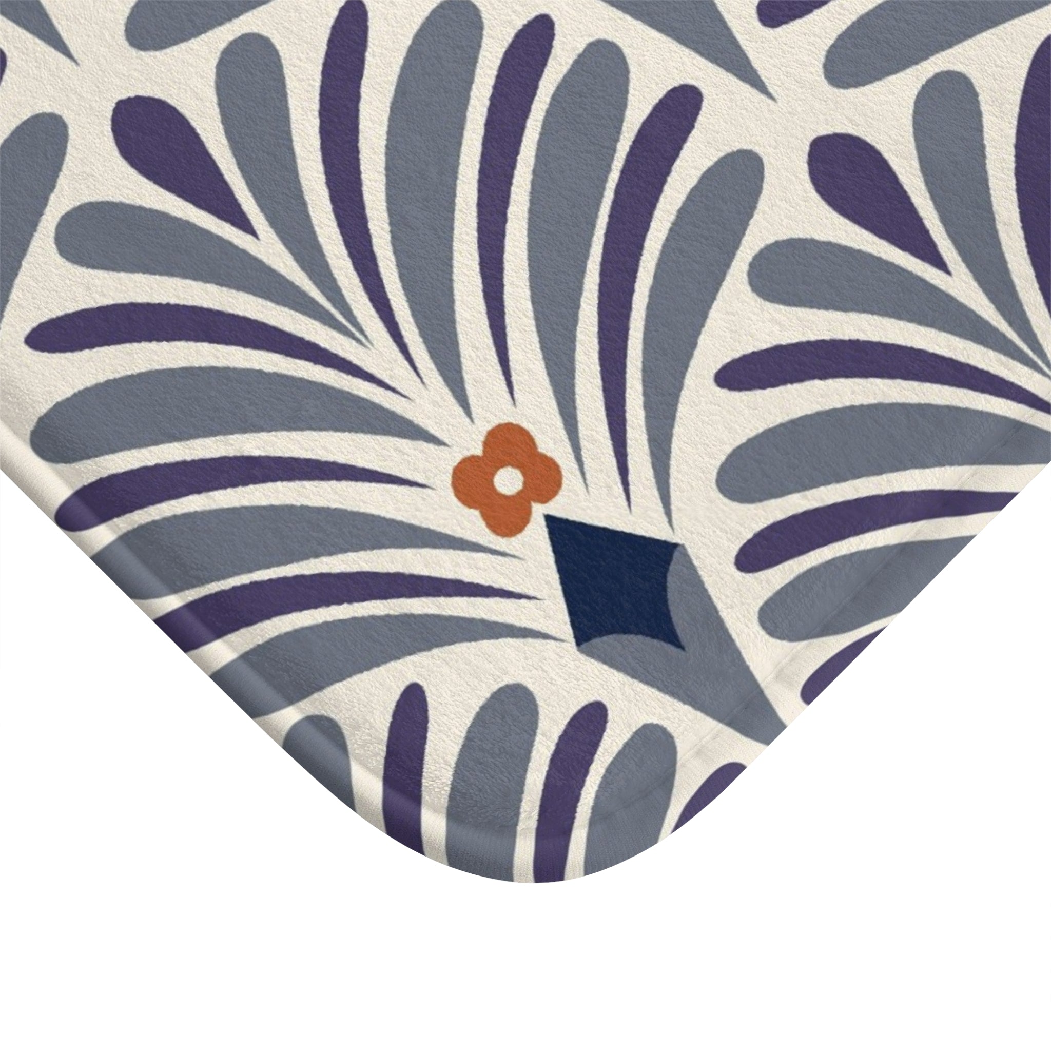 Boho Bath, Kitchen Mat | Art Deco Grey Plum Purple Beige