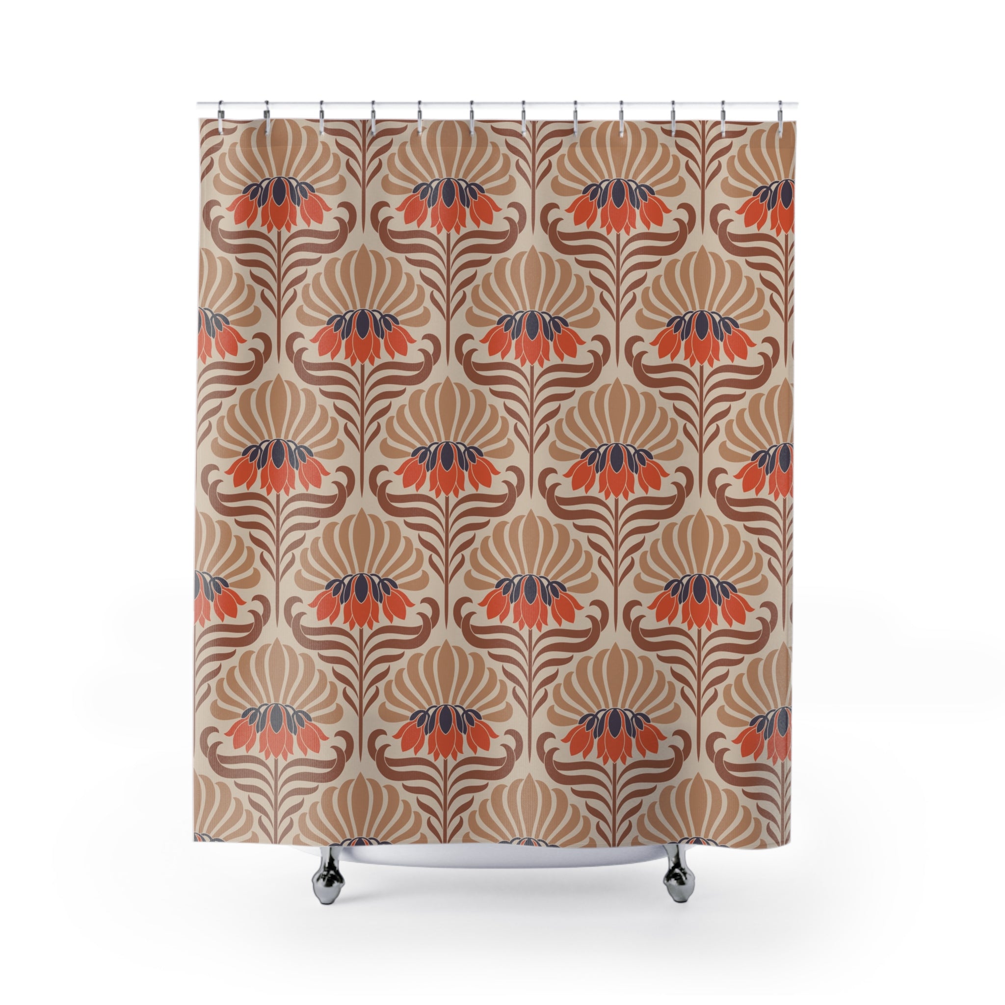 Art Nouveau Shower Curtain | Beige Blue Orange