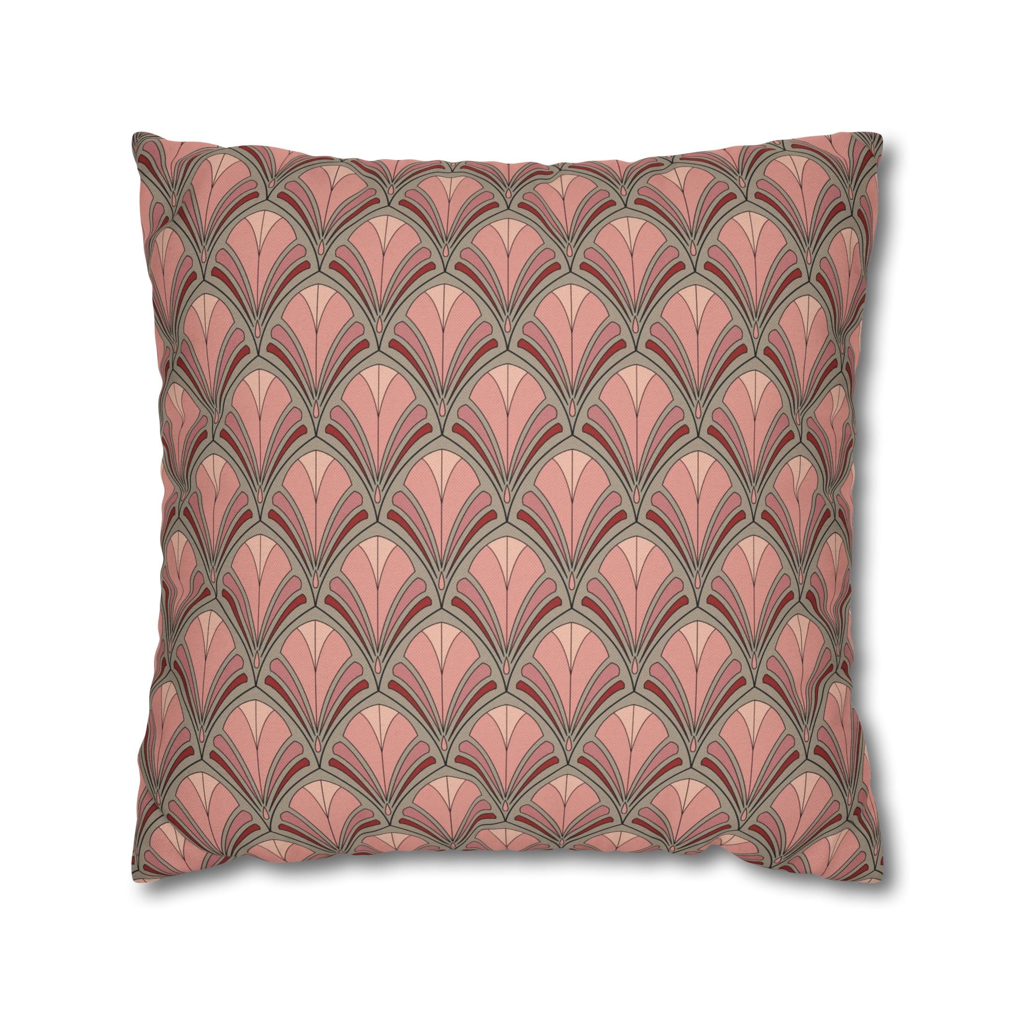 Art Deco Nouveau Pillow Cover | Dusty Pink Grey Red Minimalist Geometric