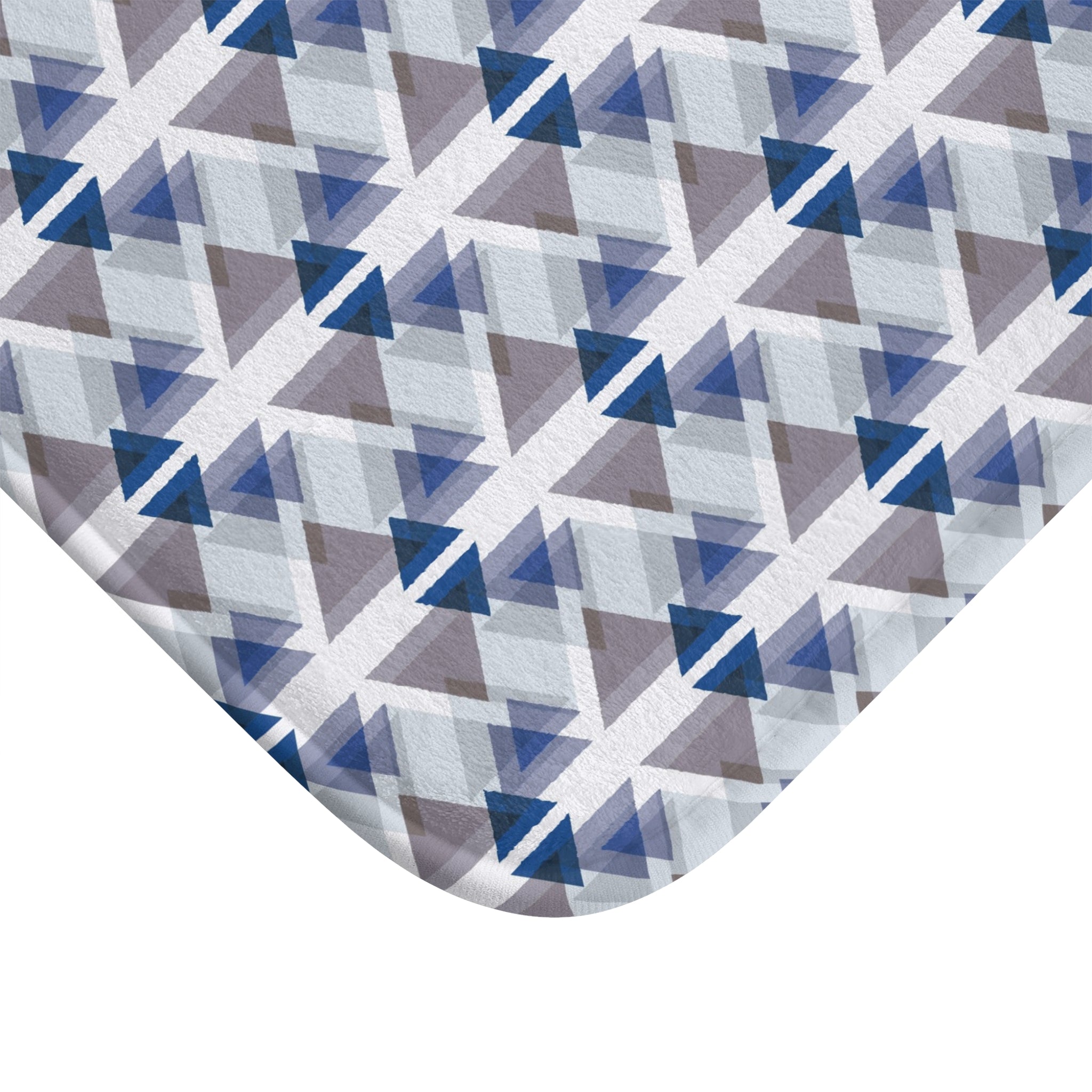 Geometric Bath Mat | Blue White Taupe Kitchen Mat
