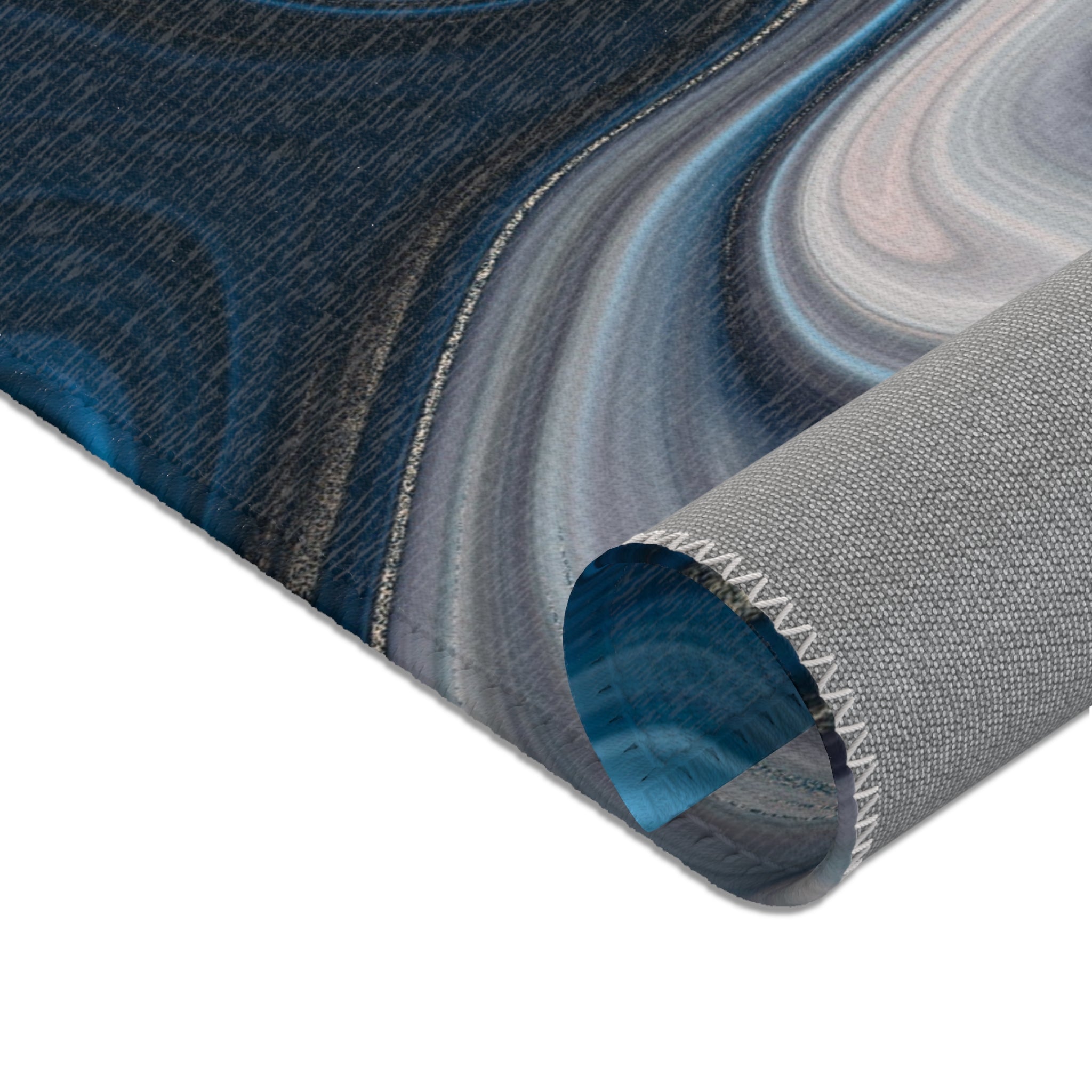 Abstract Area Rug | Navy Blue Grey Beige Marble