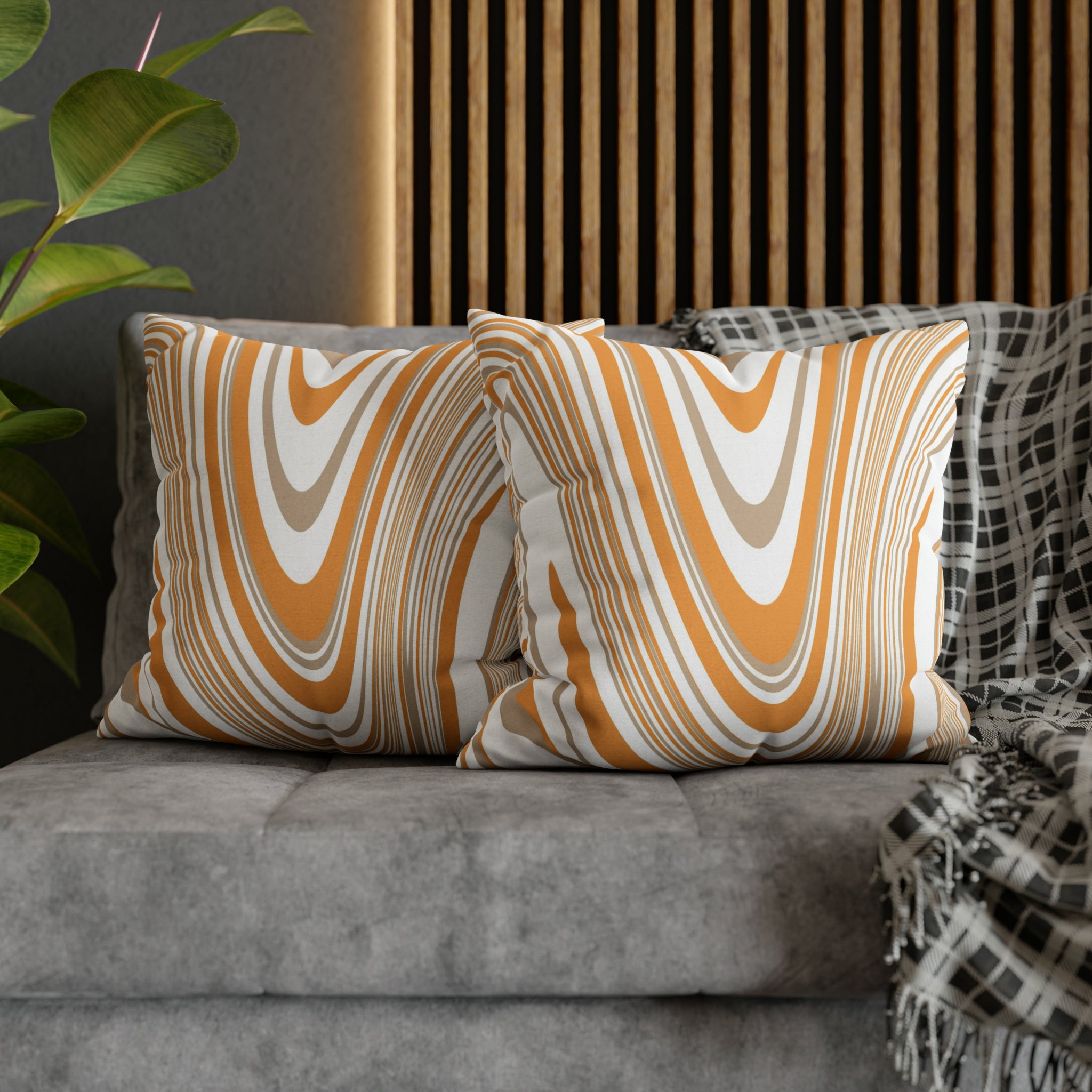 Abstract Pillow Cover | Orange Beige White