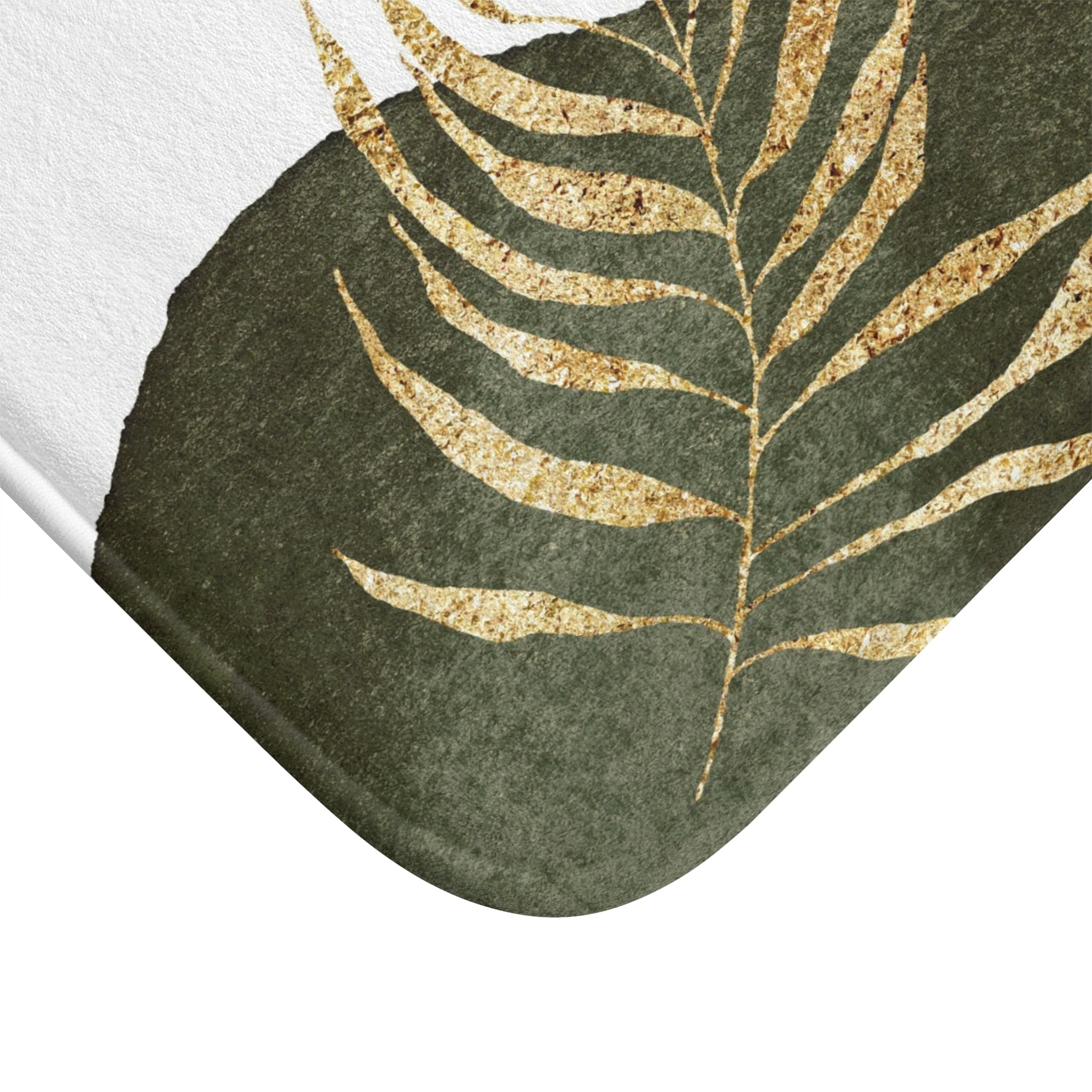 Abstract Bath Mat | White Green Beige Kitchen Mat