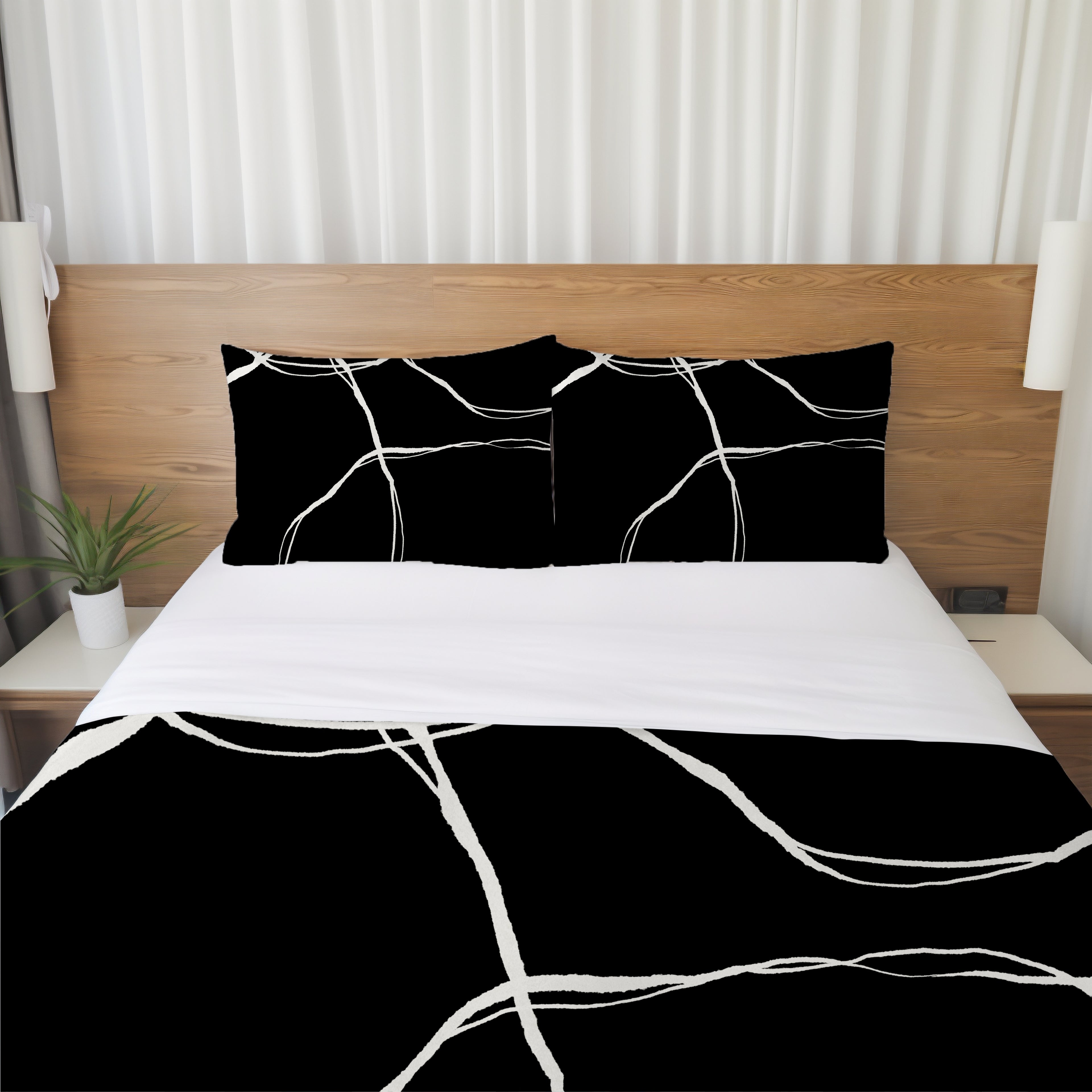 Abstract Duvet Cover | Black White Minimalist | Bedroom Decor