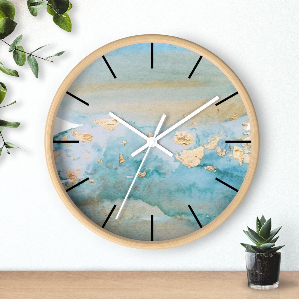 Abstract 10" Wood Wall clock | Blue Beige Ombre - Wall Clock