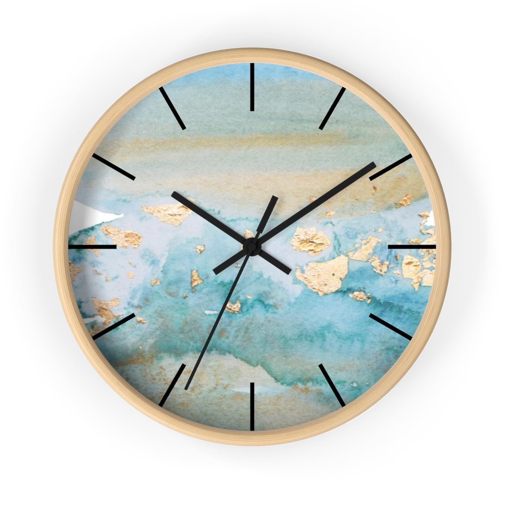 Abstract 10" Wood Wall clock | Blue Beige Ombre - Wall Clock