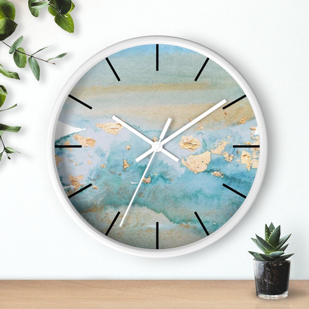Abstract 10" Wood Wall clock | Blue Beige Ombre - Wall Clock