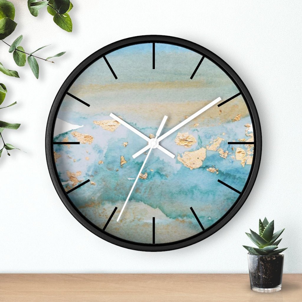 Abstract 10" Wood Wall clock | Blue Beige Ombre - Wall Clock