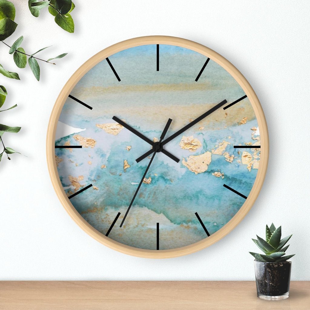 Abstract 10" Wood Wall clock | Blue Beige Ombre - Wall Clock