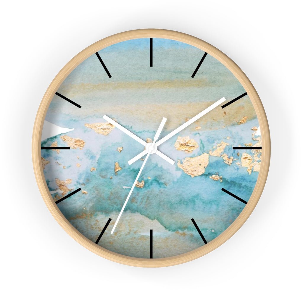 Abstract 10" Wood Wall clock | Blue Beige Ombre - Wall Clock