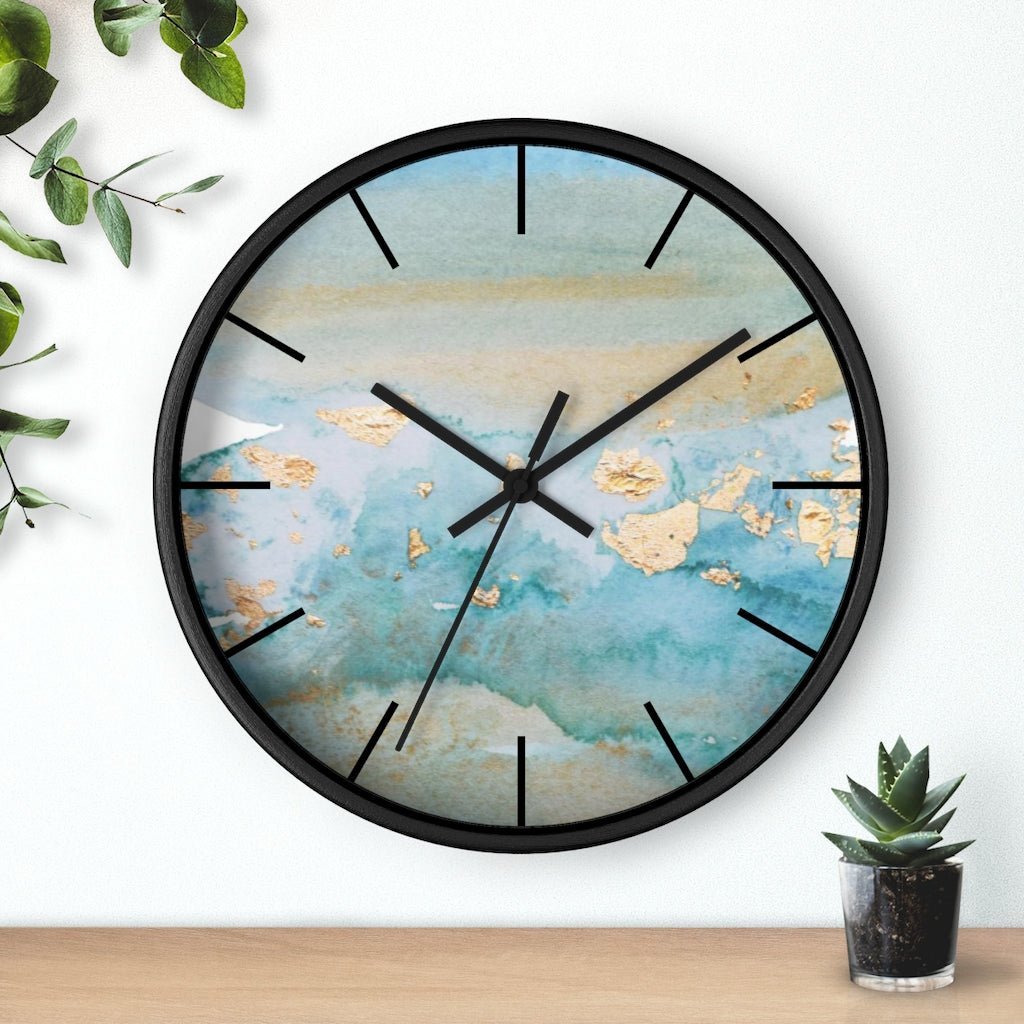 Abstract 10" Wood Wall clock | Blue Beige Ombre - Wall Clock