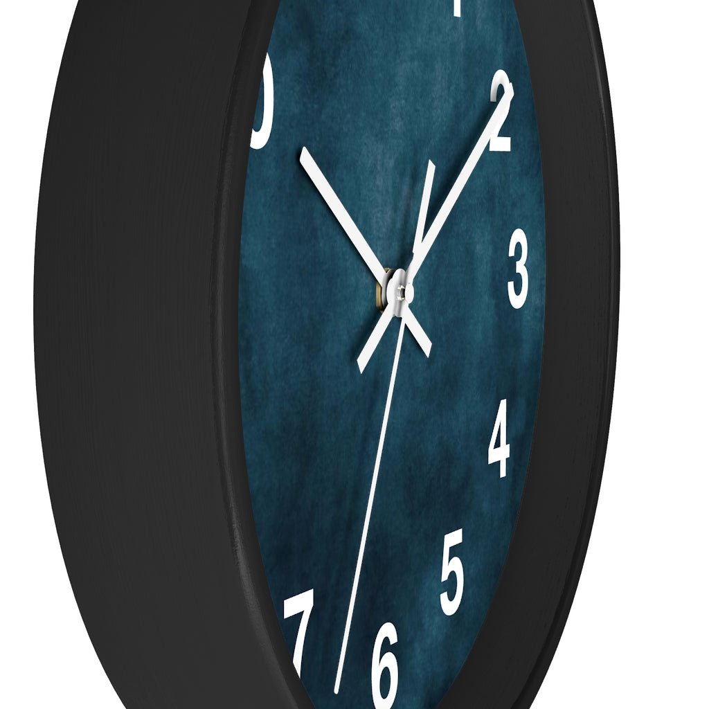 Abstract 10" Wood Wall Clock | Dark Teal Blue - Wall Clock