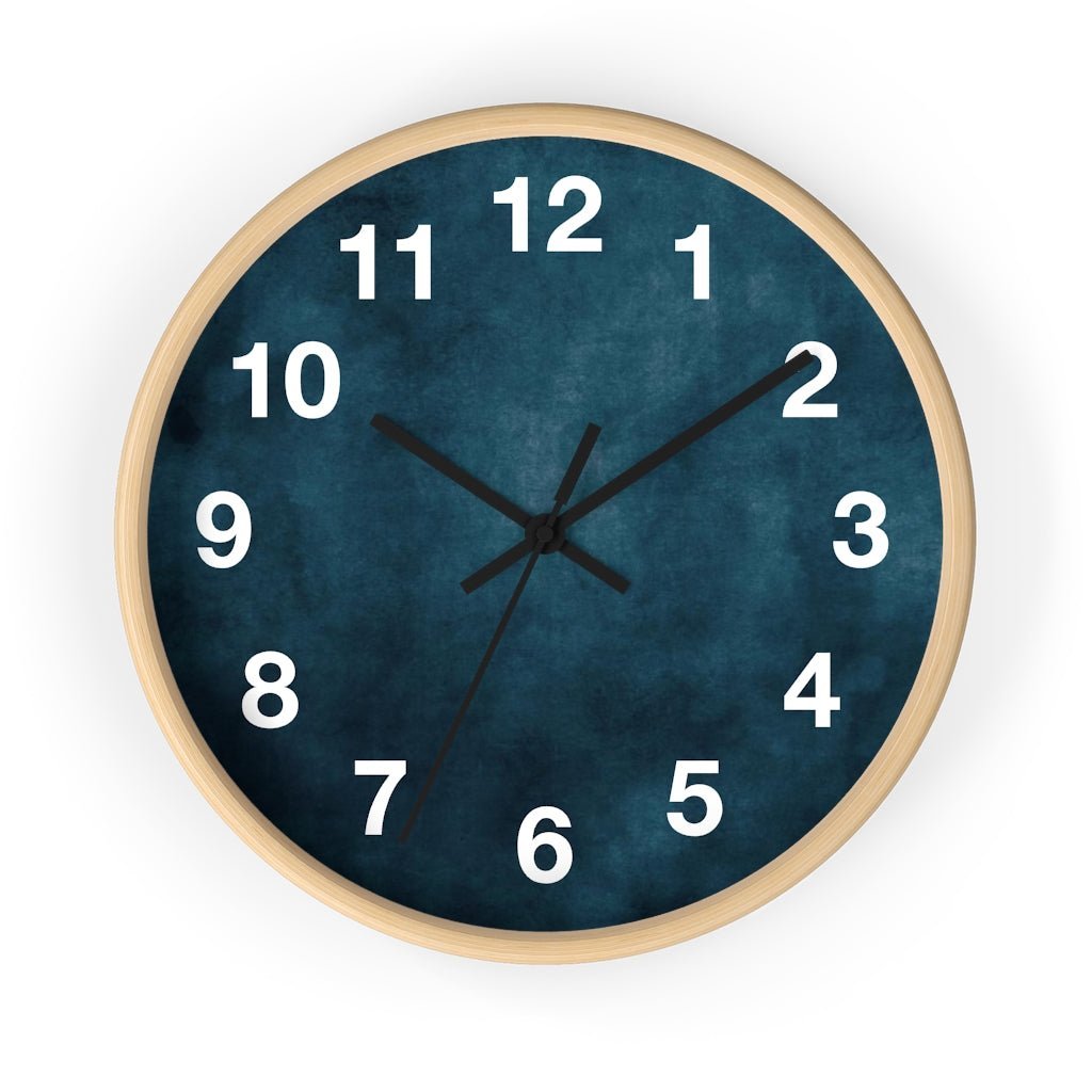 Abstract 10" Wood Wall Clock | Dark Teal Blue - Wall Clock