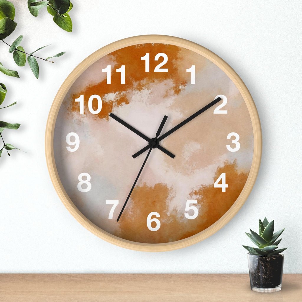 Abstract 10" Wood Wall Clock | Rust Pink Ombre - Wall Clock