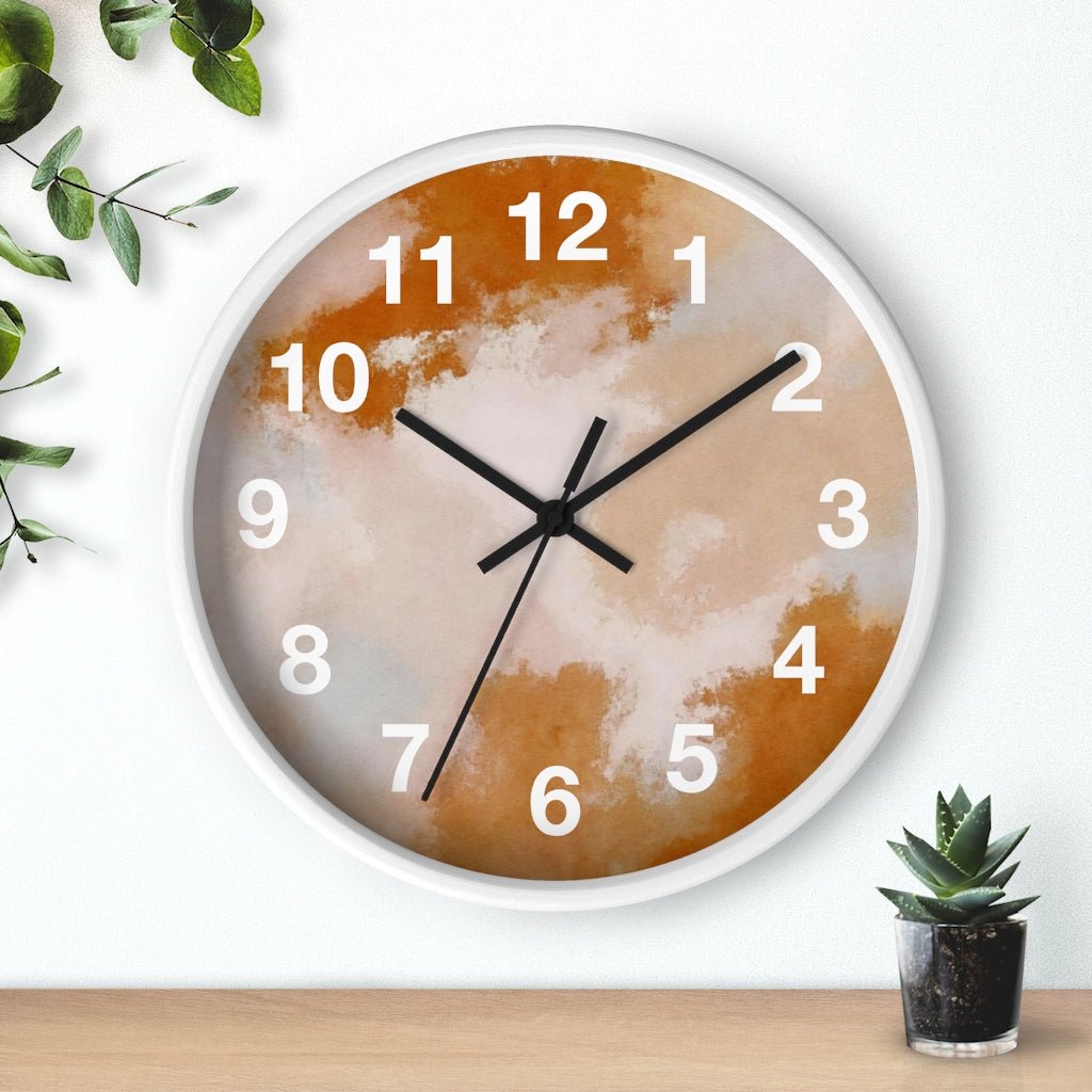 Abstract 10" Wood Wall Clock | Rust Pink Ombre - Wall Clock