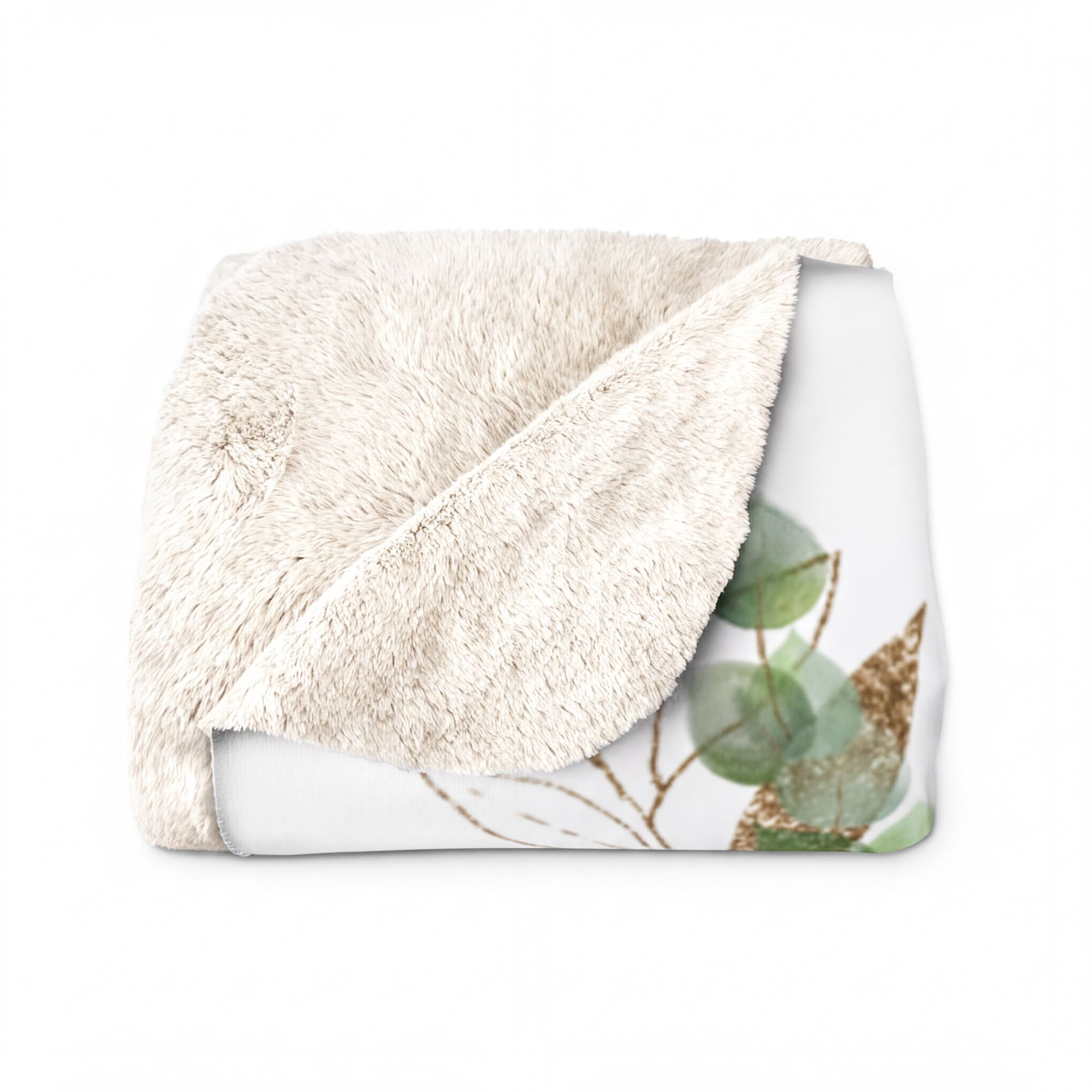 Rae Dunn Inspired RELAX Eucalyptus Leaves Blanket cozy fold detail