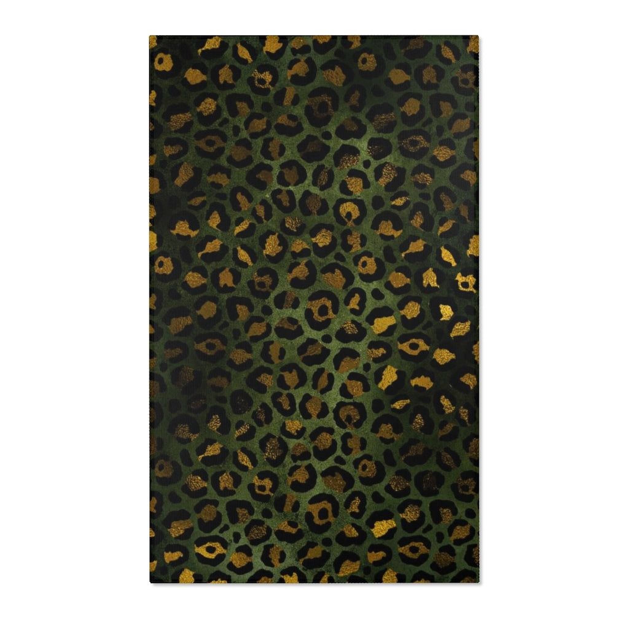 a striking pattern of leopard-like spots in shades of green and gold, creating a visually captivating and bold design.