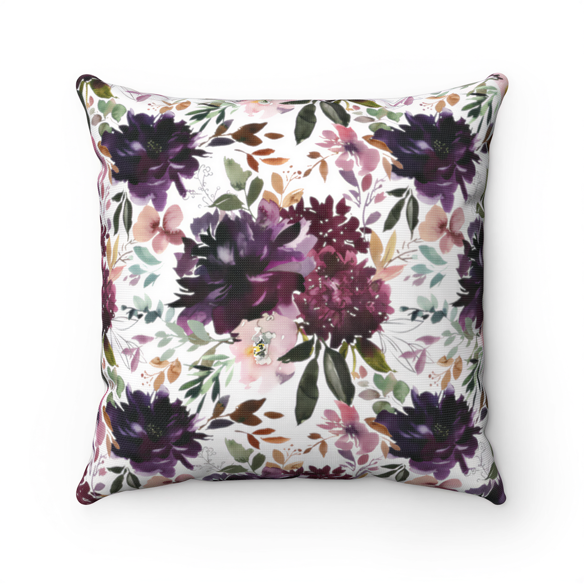 Floral Boho Pillow Cover Wine Purple Pink Green White