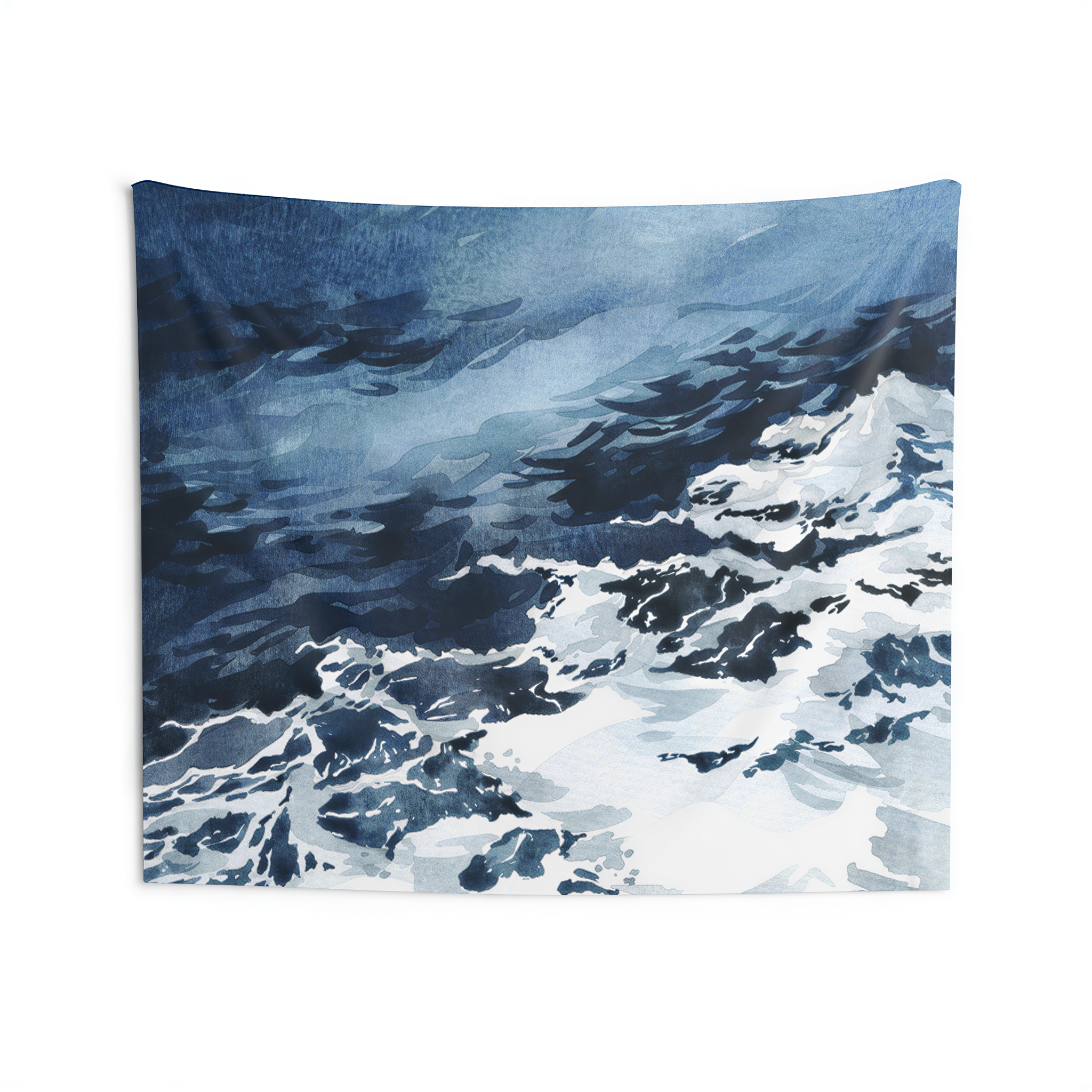 Ocean Waves Tapestry Blue White Bohemian